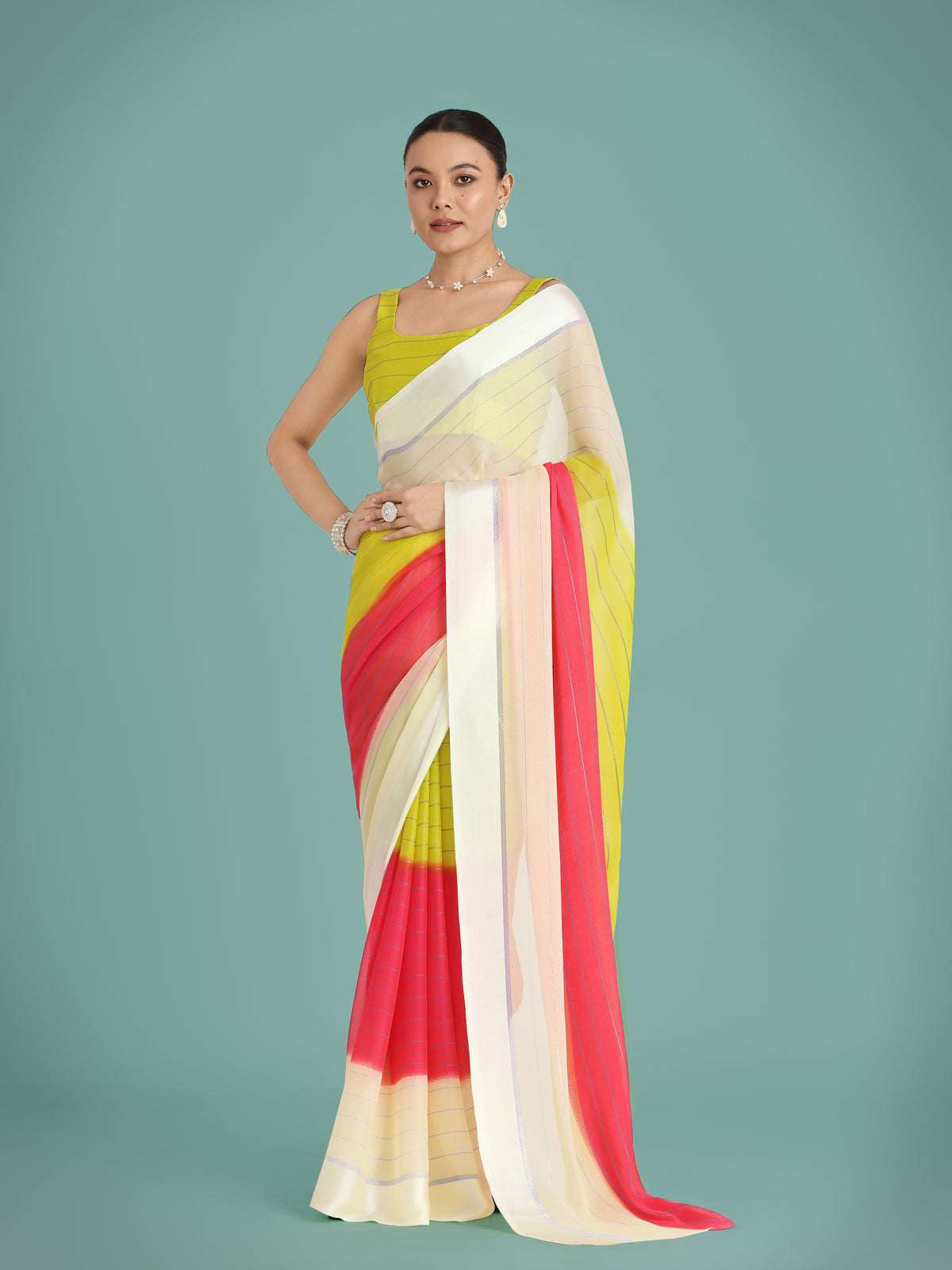 Multi Colour Chiffon Printed Party Wear Saree