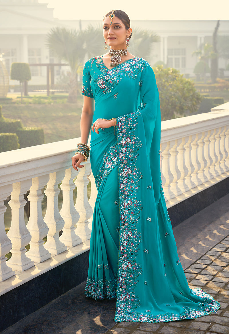 Crepe Jacquard Silk Cut-Dana & Thread Work Saree Crepe Jacquard Silk Cut-Dana & Thread Work Saree