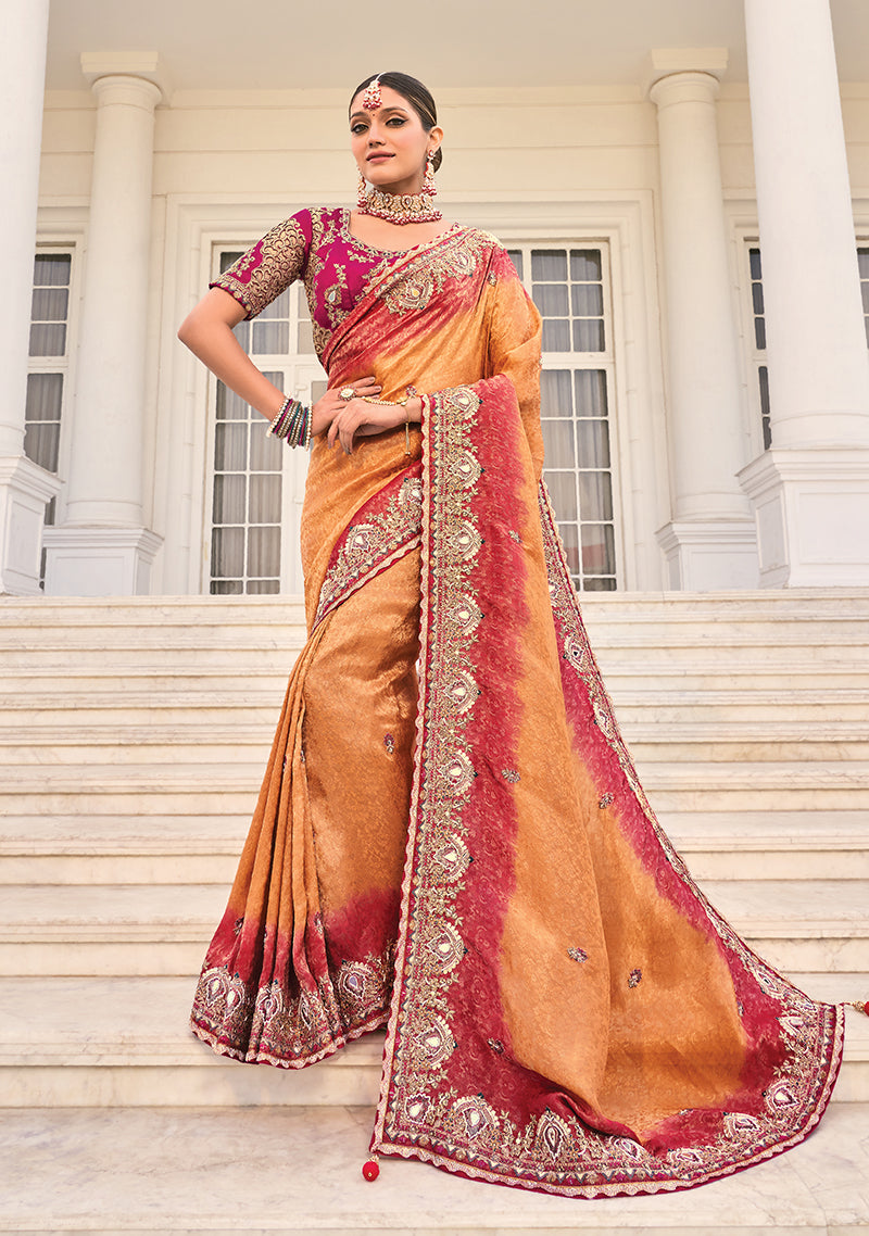 Crepe Jacquard Silk Cut-Dana & Thread Work Saree Crepe Jacquard Silk Cut-Dana & Thread Work Saree