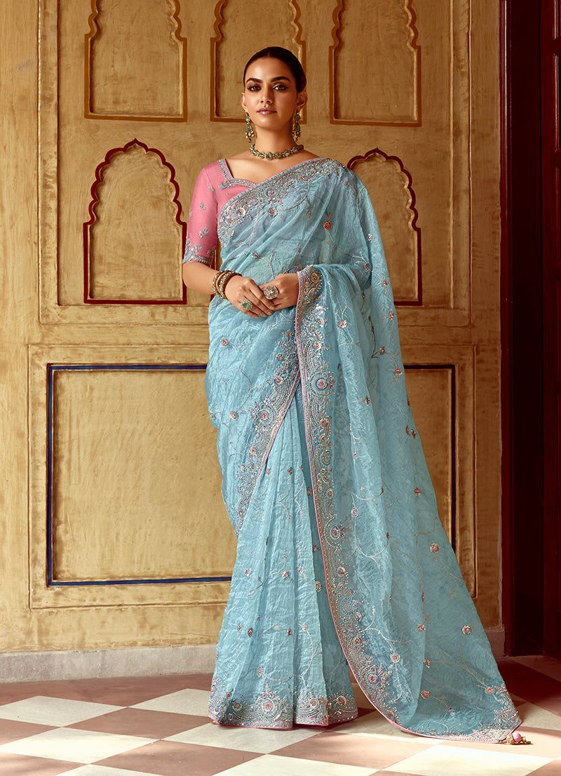 Tissue Organza Silk Saree Tissue Organza Silk Saree