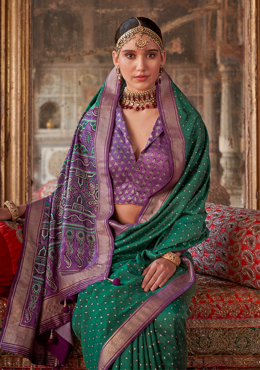 Green Silk Printed Saree