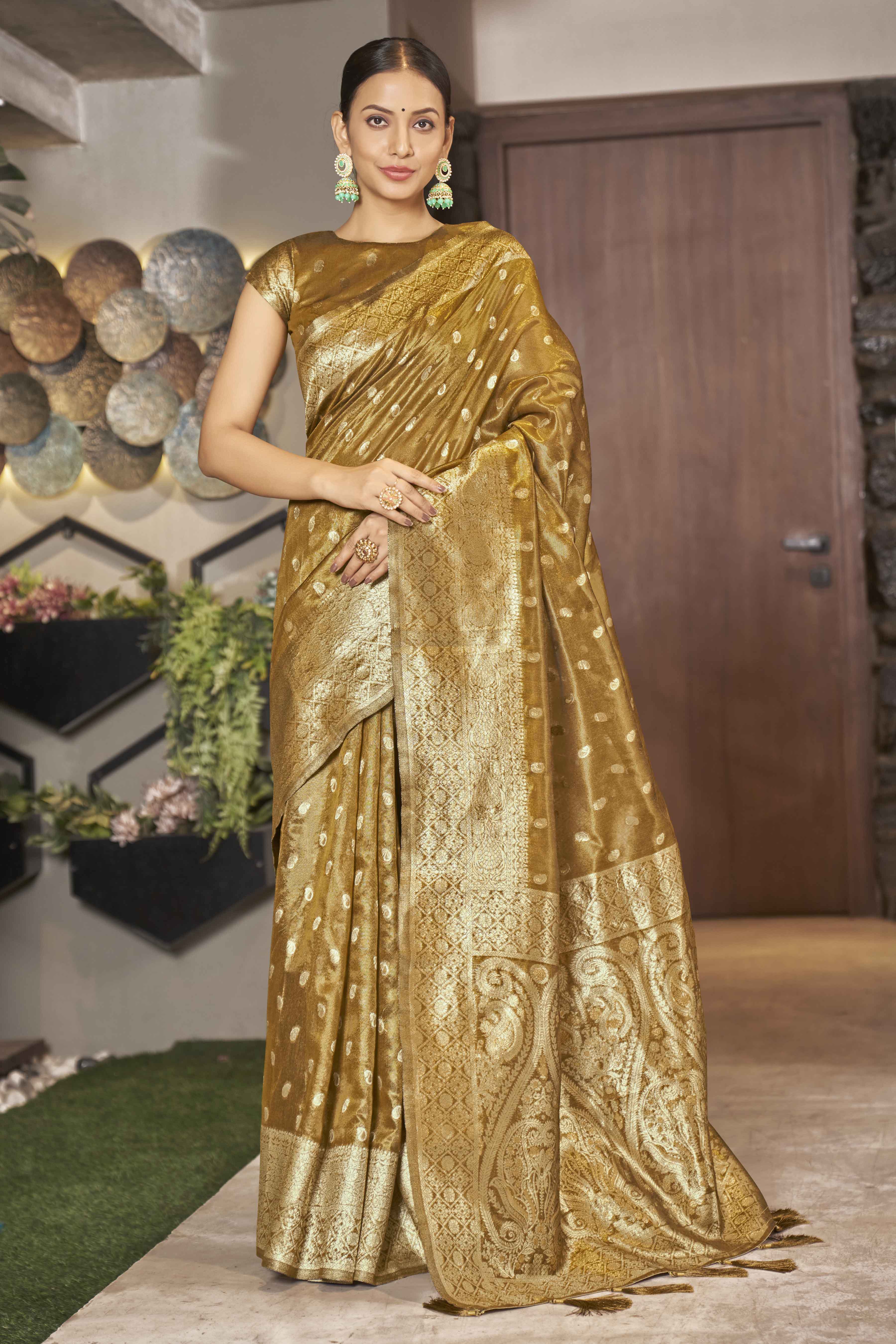 Mustard Shimmer Silk Woven Trending Saree - Monjolika Fashion Mustard Shimmer Silk Woven Trending Saree - Monjolika Fashion