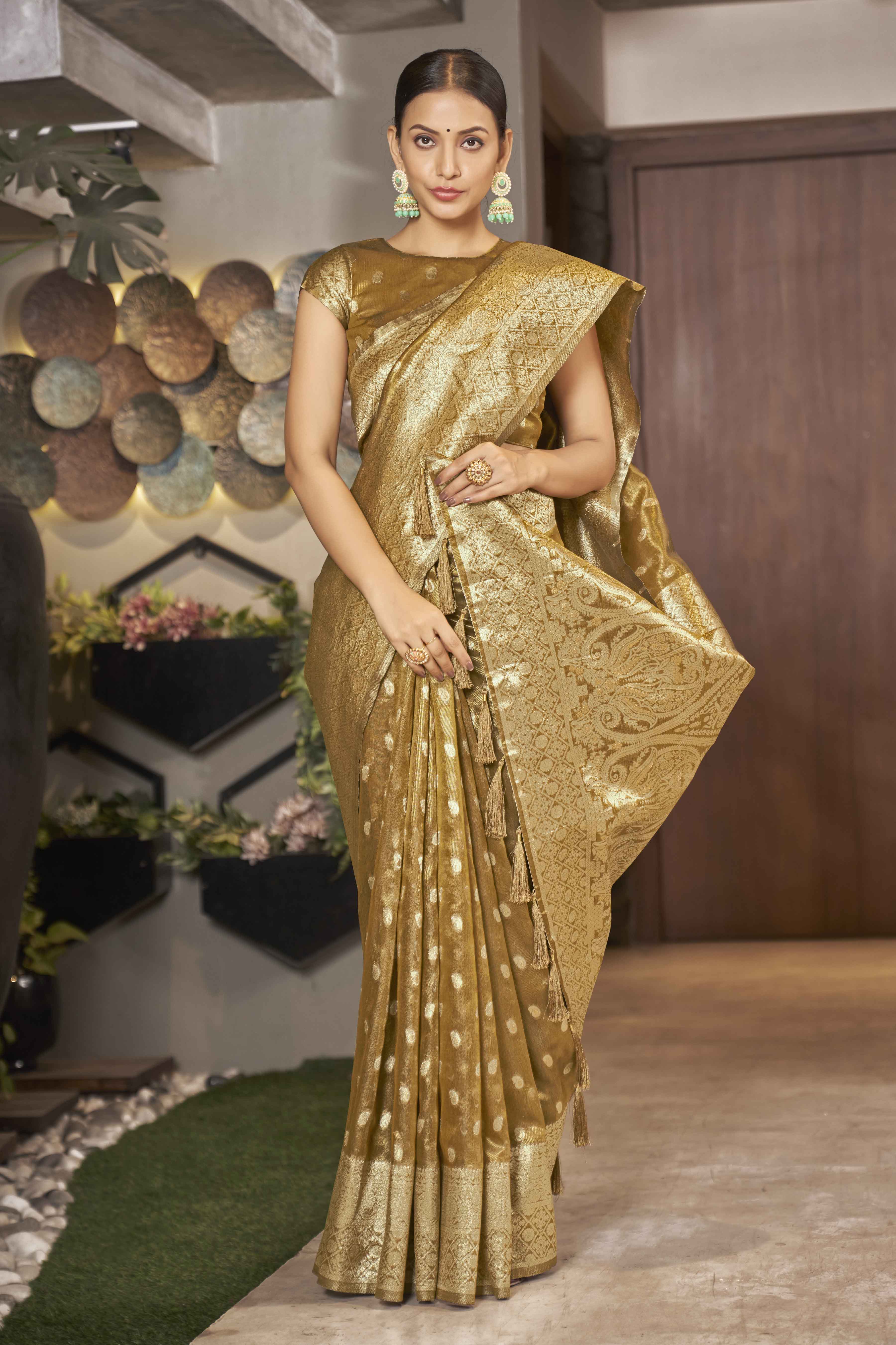 Mustard Shimmer Silk Woven Trending Saree - Monjolika Fashion Mustard Shimmer Silk Woven Trending Saree - Monjolika Fashion