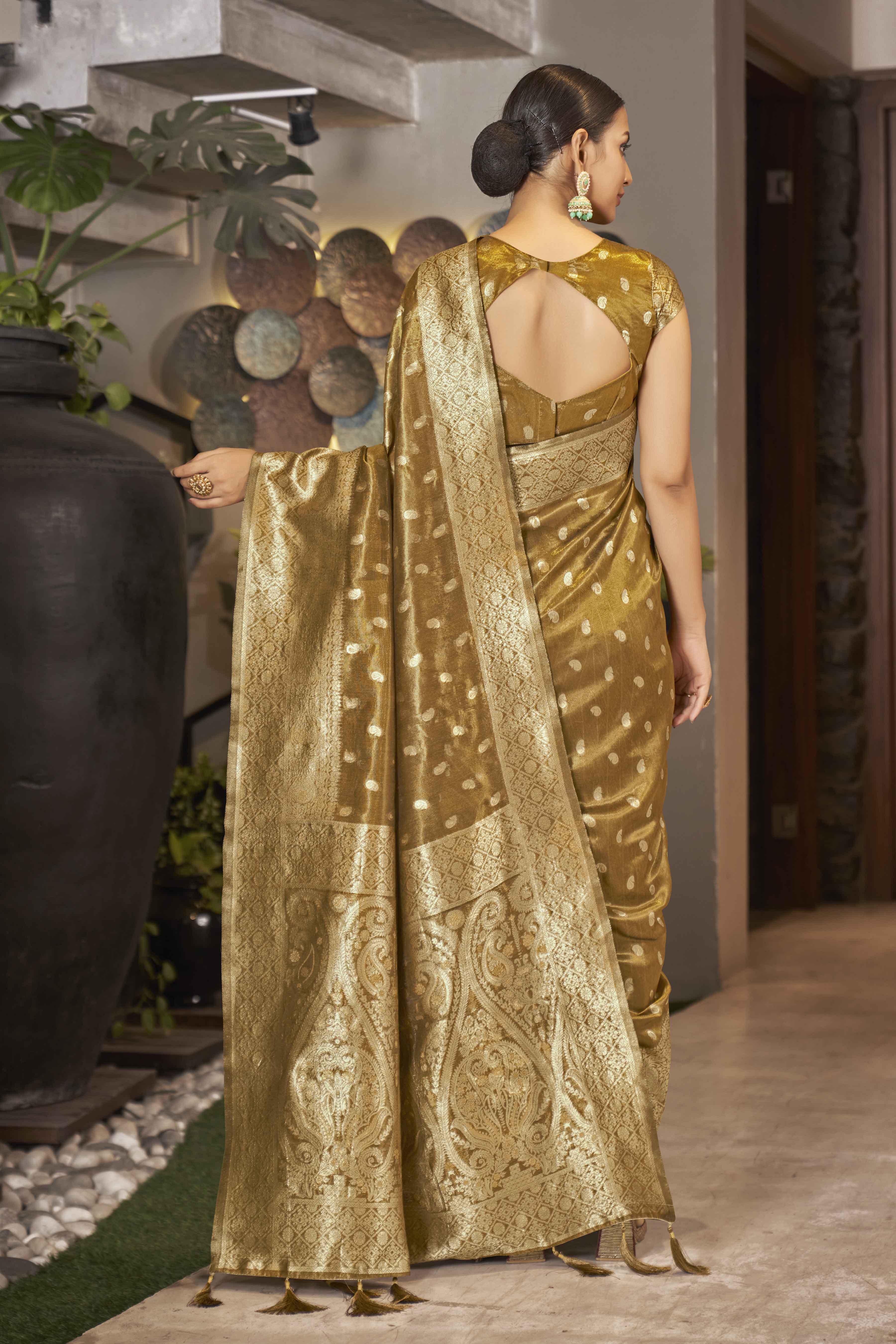 Mustard Shimmer Silk Woven Trending Saree - Monjolika Fashion Mustard Shimmer Silk Woven Trending Saree - Monjolika Fashion