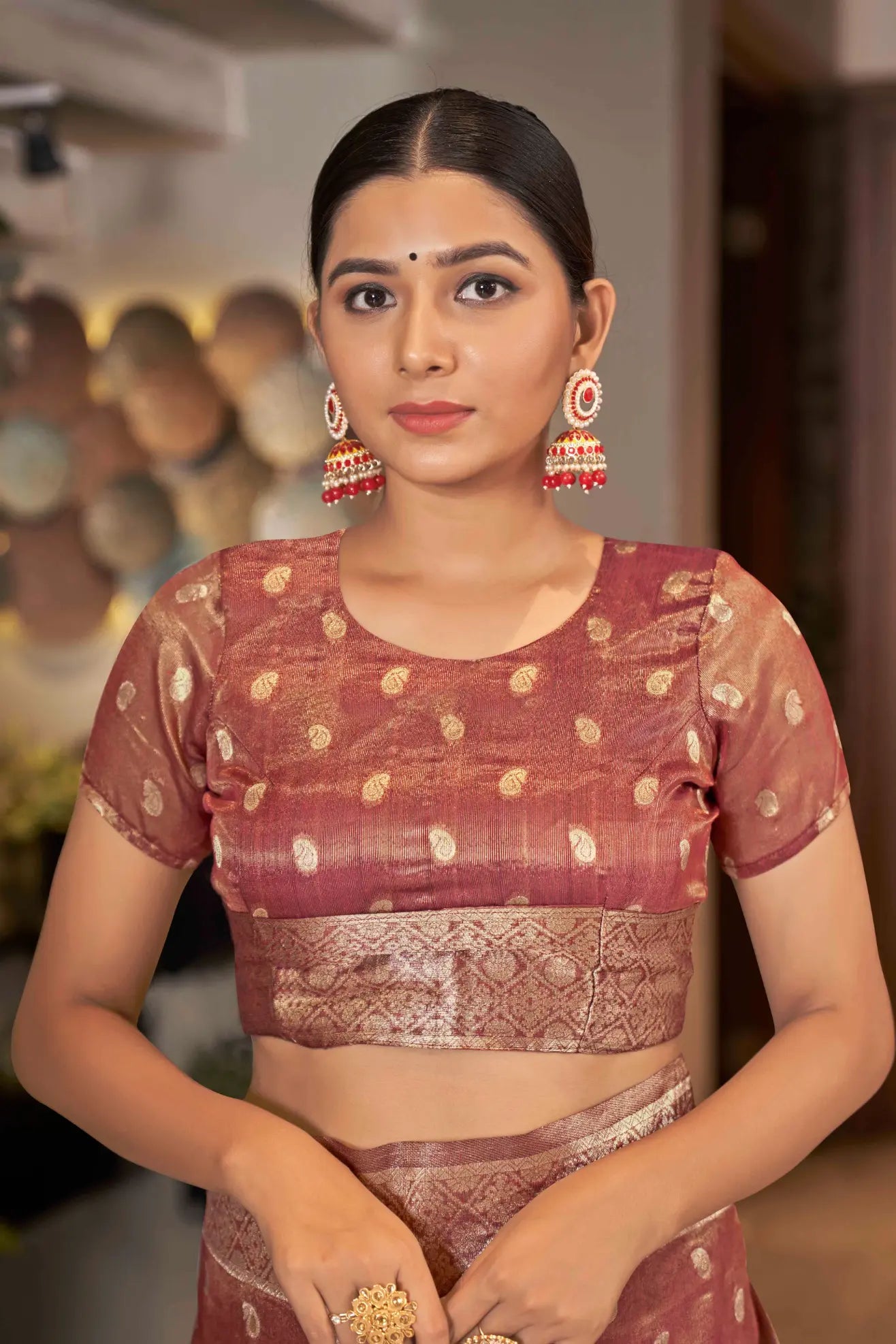 Rust Shimmer Silk Woven Trending Saree - Monjolika Fashion Rust Shimmer Silk Woven Trending Saree - Monjolika Fashion