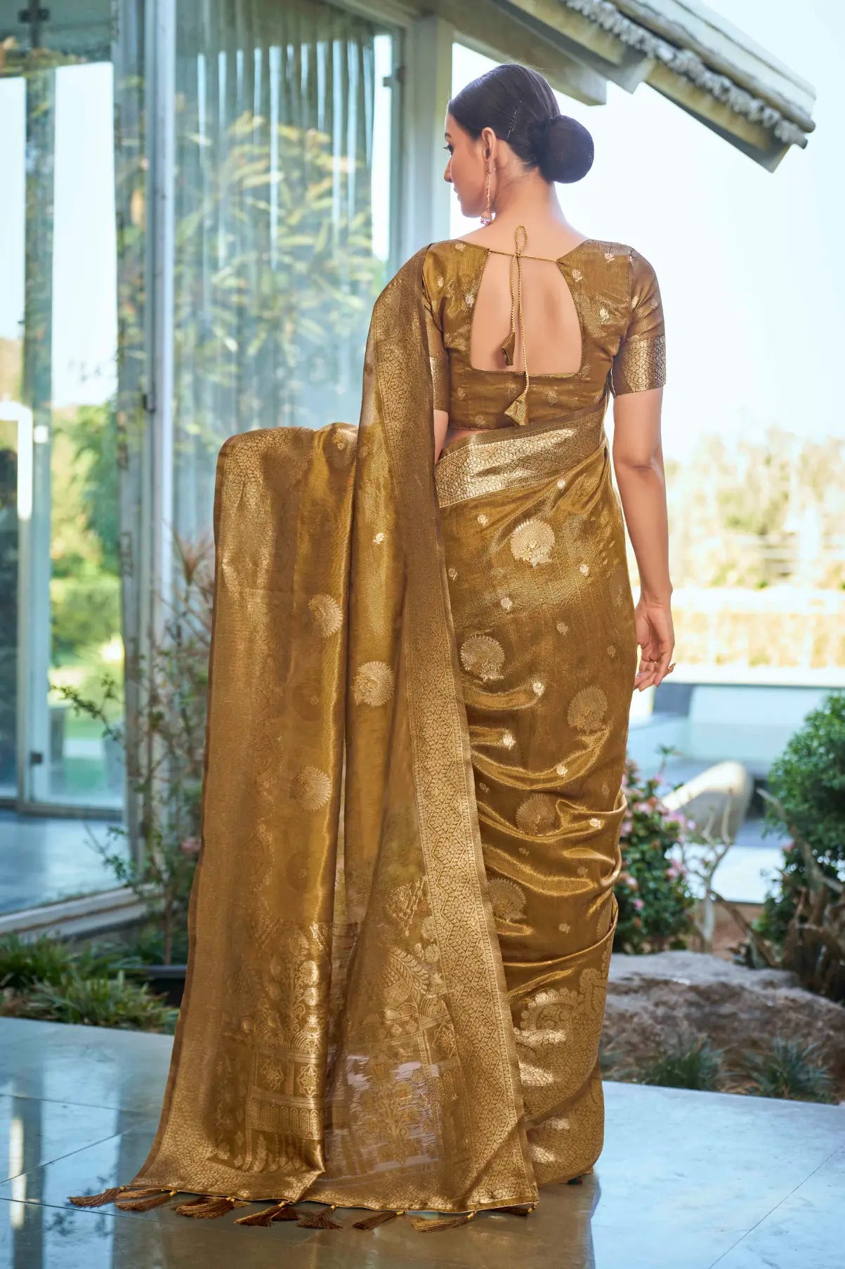 Mustard Shimmer Silk Woven Work Ethnic Saree - Monjolika Fashion Mustard Shimmer Silk Woven Work Ethnic Saree - Monjolika Fashion