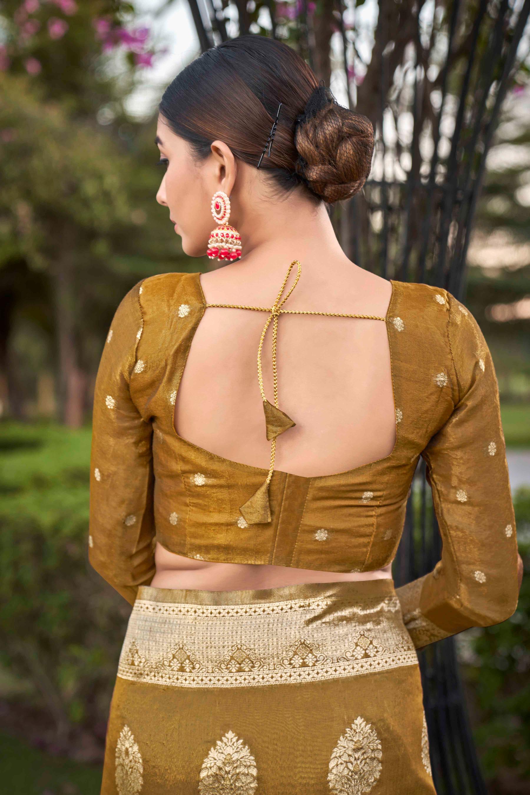 Mustard Shimmer Silk Woven Fancy Saree - Monjolika Fashion Mustard Shimmer Silk Woven Fancy Saree - Monjolika Fashion