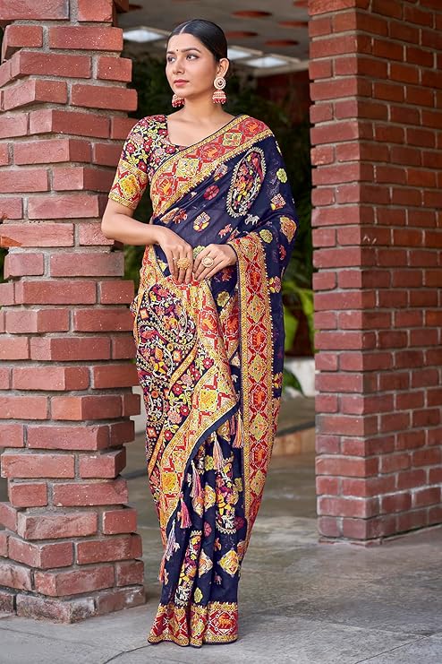 Navy blue Cotton Silk Zari Woven Exquisite Saree