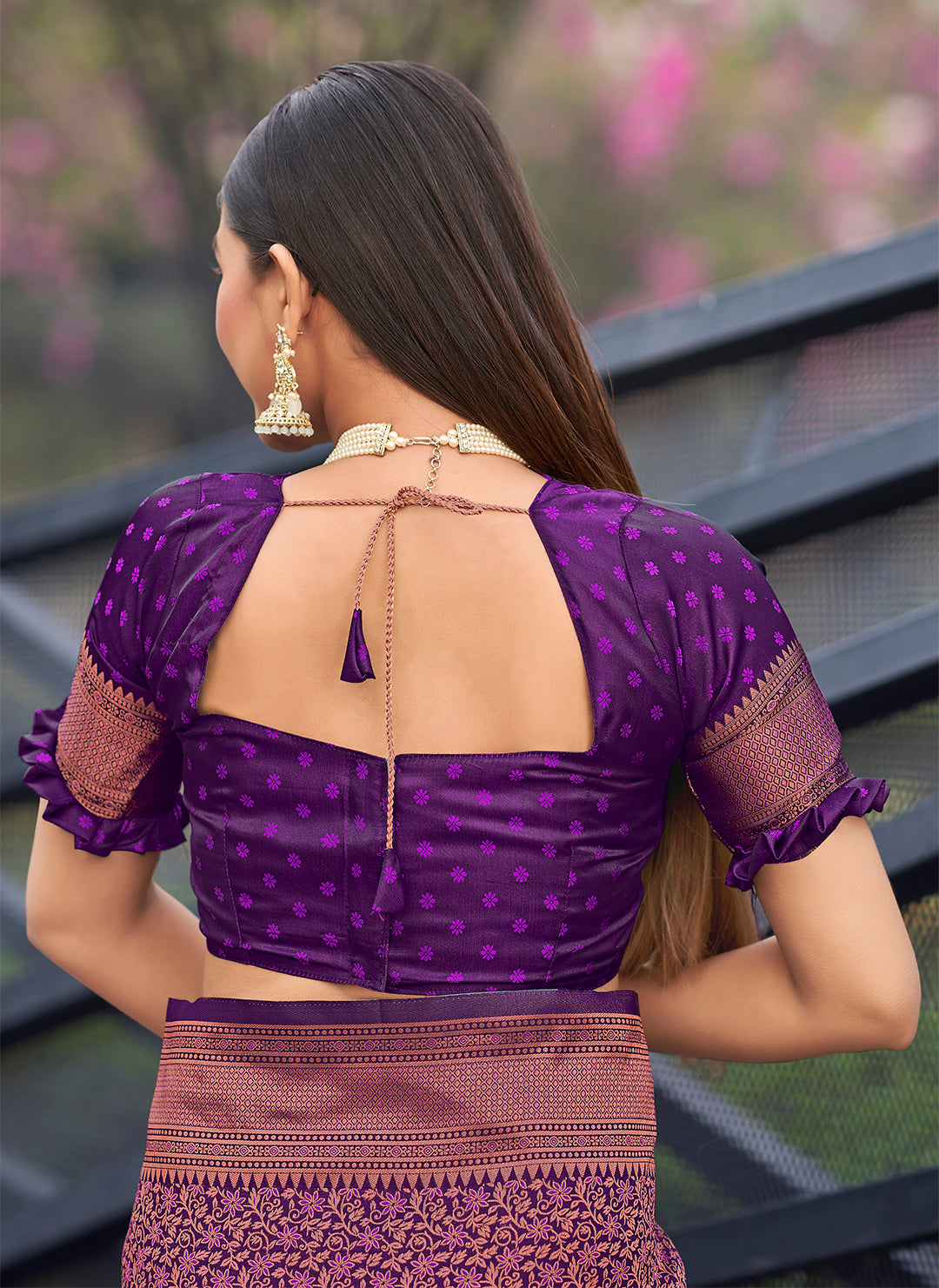 Dark Purple Soft Banarasi Copper Zari Work Classic Saree - Monjolika Fashion Dark Purple Soft Banarasi Copper Zari Work Classic Saree - Monjolika Fashion