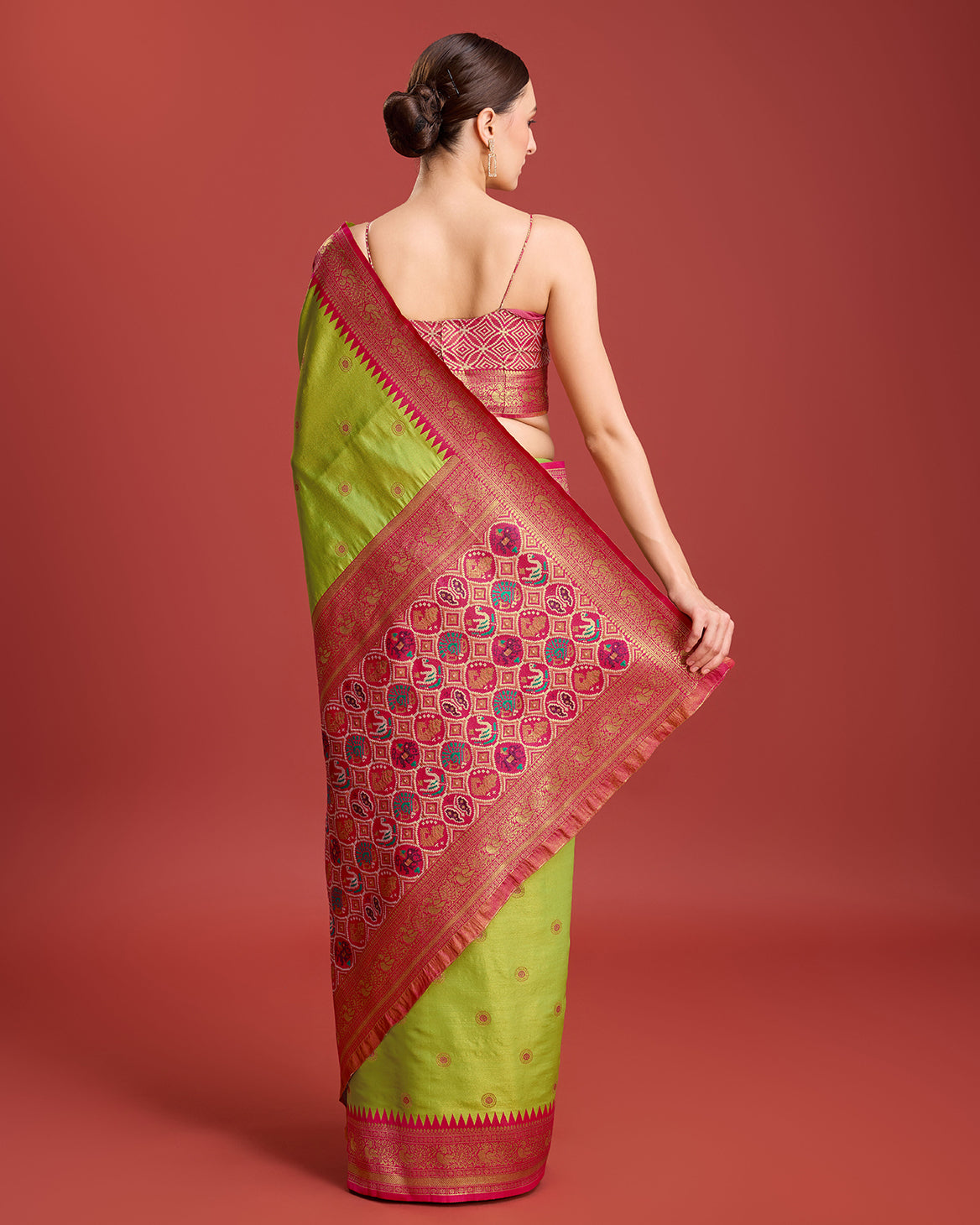 Parrot green Kanjivaram Silk Patola Printed Designer Saree - Monjolika Fashion Parrot green Kanjivaram Silk Patola Printed Designer Saree - Monjolika Fashion
