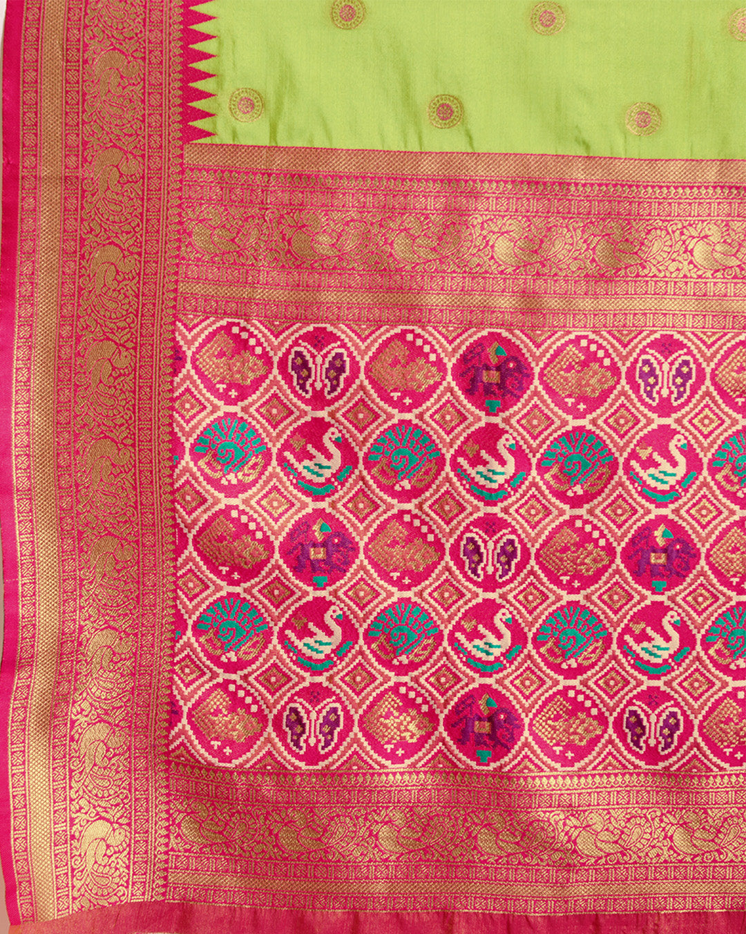 Parrot green Kanjivaram Silk Patola Printed Designer Saree - Monjolika Fashion Parrot green Kanjivaram Silk Patola Printed Designer Saree - Monjolika Fashion