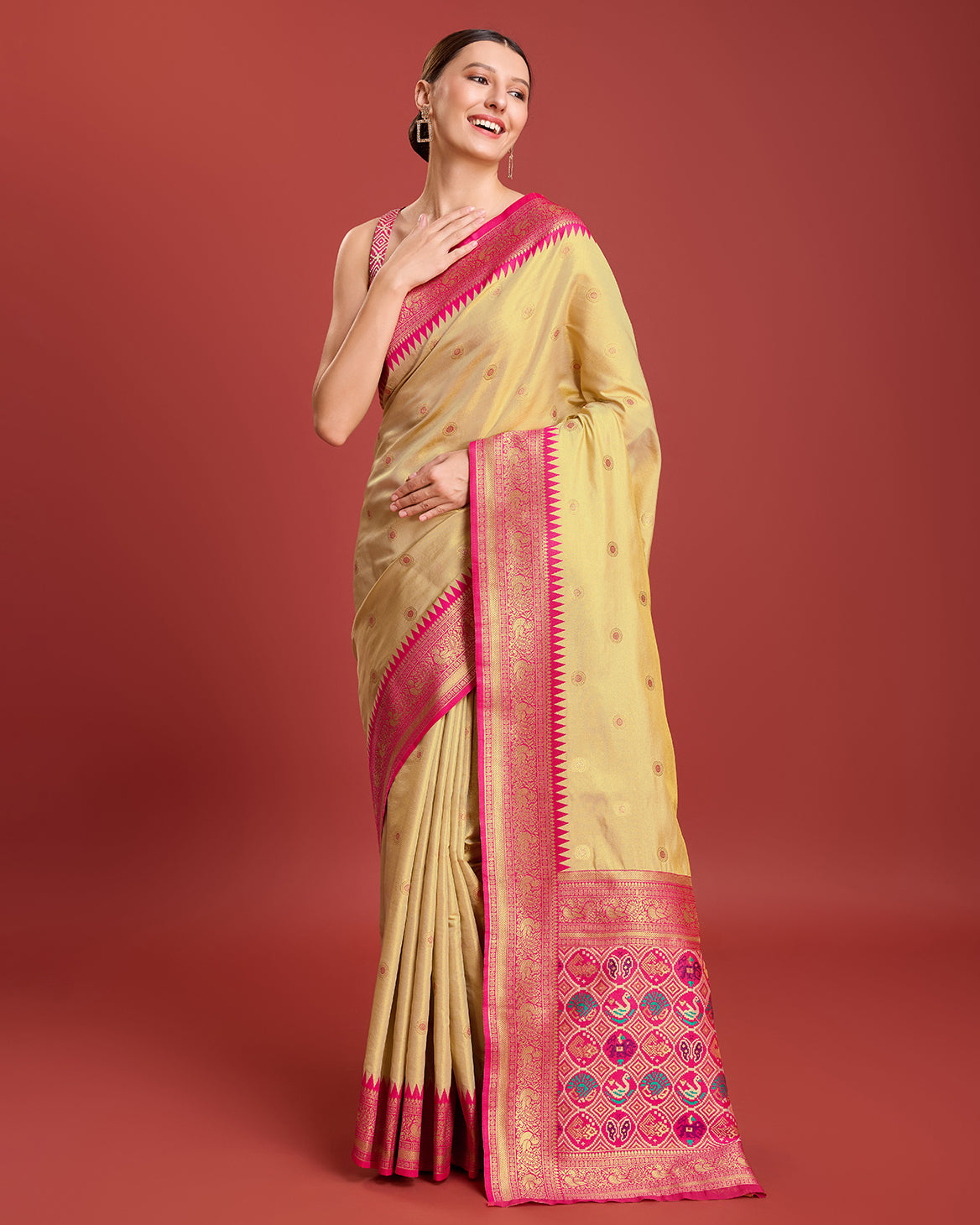 Parrot green Kanjivaram Silk Patola Printed Designer Saree - Monjolika Fashion Parrot green Kanjivaram Silk Patola Printed Designer Saree - Monjolika Fashion