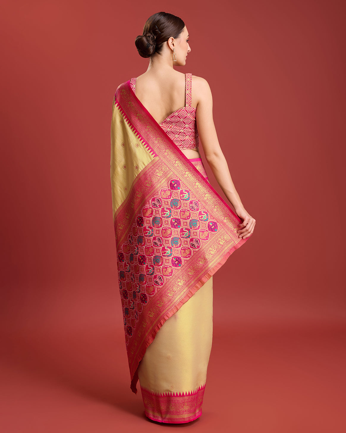 Parrot green Kanjivaram Silk Patola Printed Designer Saree - Monjolika Fashion Parrot green Kanjivaram Silk Patola Printed Designer Saree - Monjolika Fashion