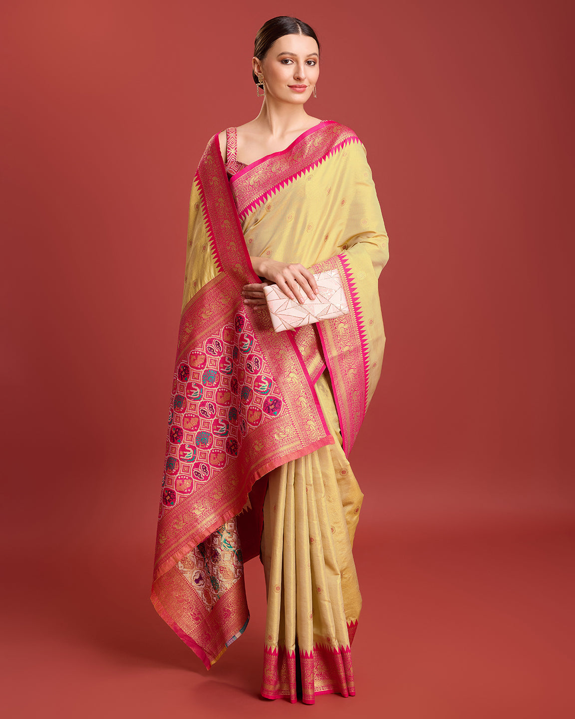 Parrot green Kanjivaram Silk Patola Printed Designer Saree - Monjolika Fashion Parrot green Kanjivaram Silk Patola Printed Designer Saree - Monjolika Fashion