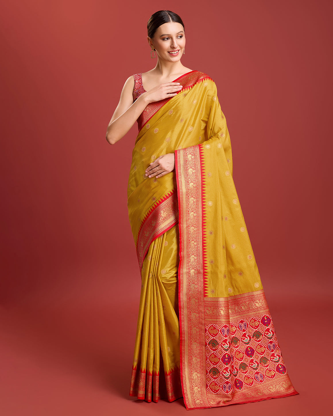 Parrot green Kanjivaram Silk Patola Printed Designer Saree - Monjolika Fashion Parrot green Kanjivaram Silk Patola Printed Designer Saree - Monjolika Fashion