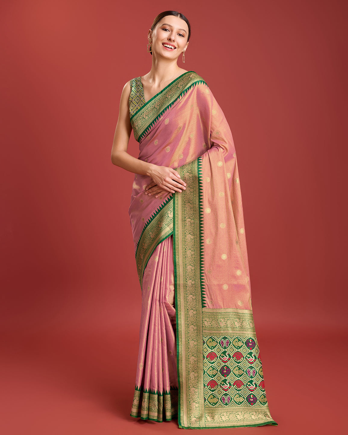 Parrot green Kanjivaram Silk Patola Printed Designer Saree - Monjolika Fashion Parrot green Kanjivaram Silk Patola Printed Designer Saree - Monjolika Fashion