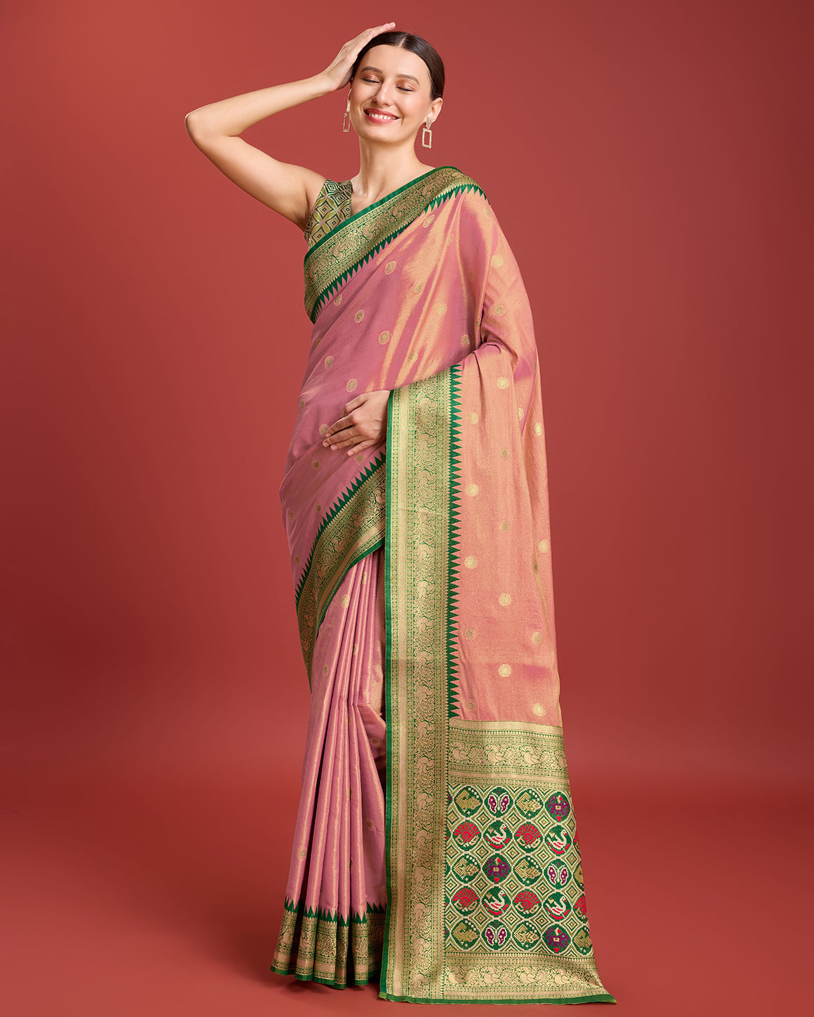 Parrot green Kanjivaram Silk Patola Printed Designer Saree - Monjolika Fashion Parrot green Kanjivaram Silk Patola Printed Designer Saree - Monjolika Fashion