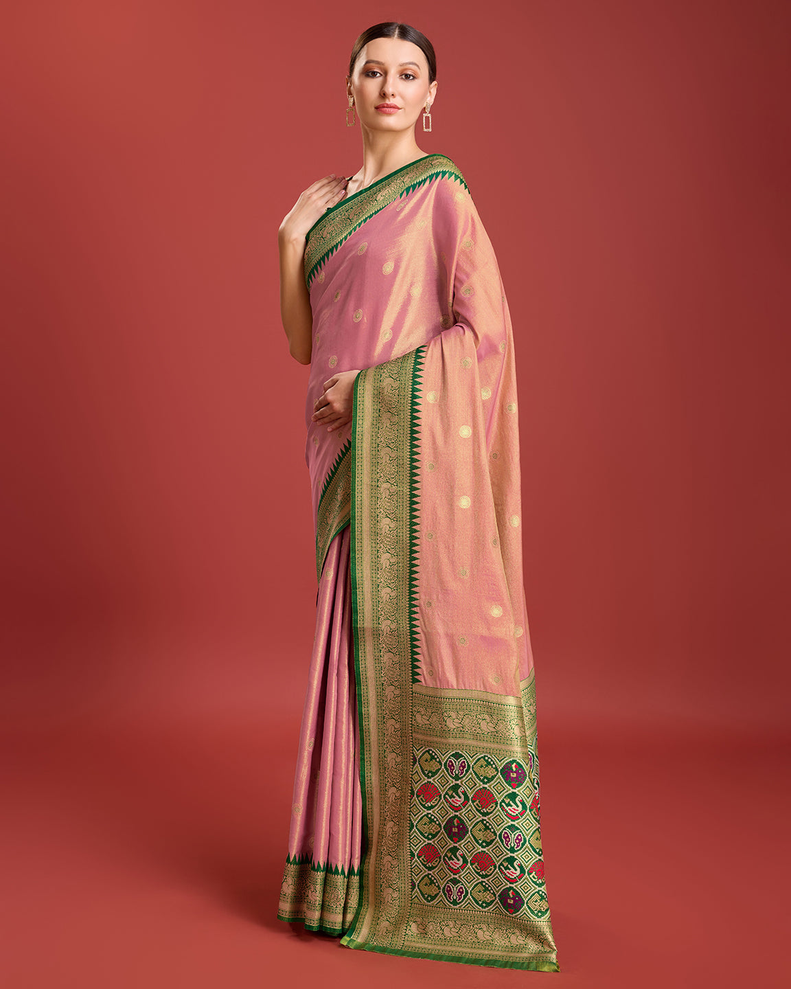 Parrot green Kanjivaram Silk Patola Printed Designer Saree - Monjolika Fashion Parrot green Kanjivaram Silk Patola Printed Designer Saree - Monjolika Fashion