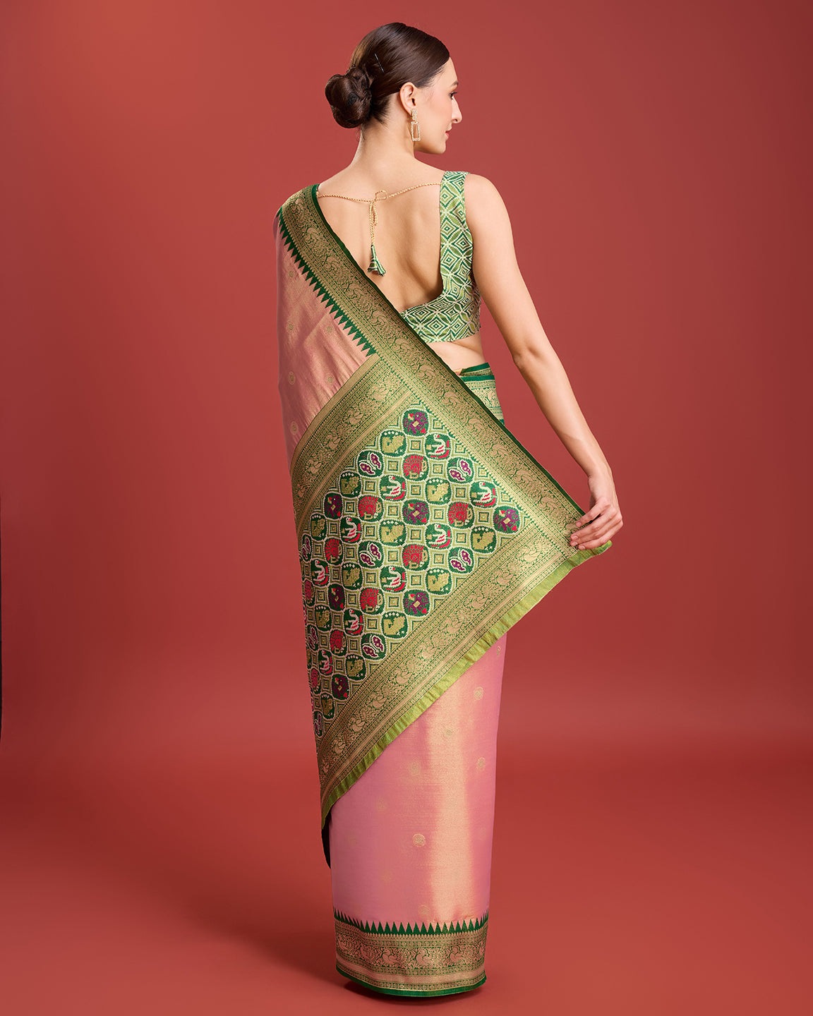 Parrot green Kanjivaram Silk Patola Printed Designer Saree - Monjolika Fashion Parrot green Kanjivaram Silk Patola Printed Designer Saree - Monjolika Fashion