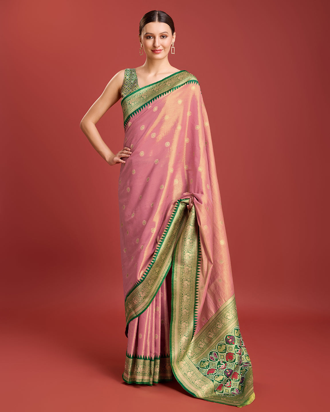 Parrot green Kanjivaram Silk Patola Printed Designer Saree - Monjolika Fashion Parrot green Kanjivaram Silk Patola Printed Designer Saree - Monjolika Fashion