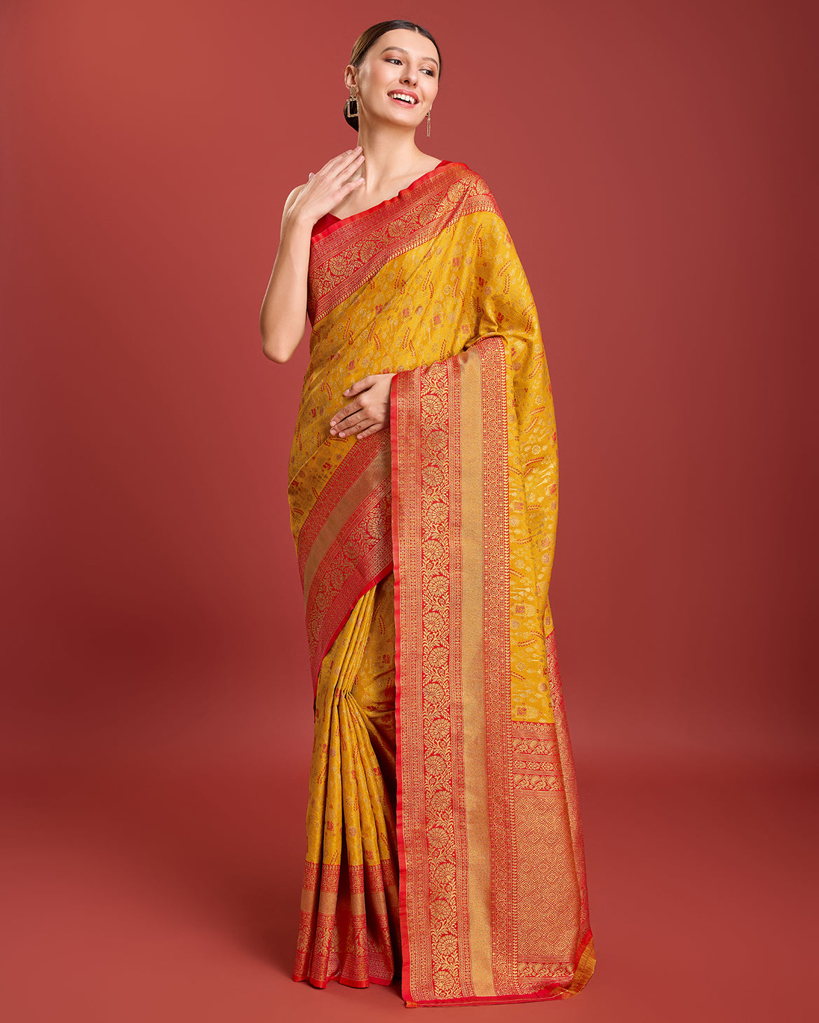Mustard Kanjivaram Silk Woven Traditional Sarees - Monjolika Fashion Mustard Kanjivaram Silk Woven Traditional Sarees - Monjolika Fashion