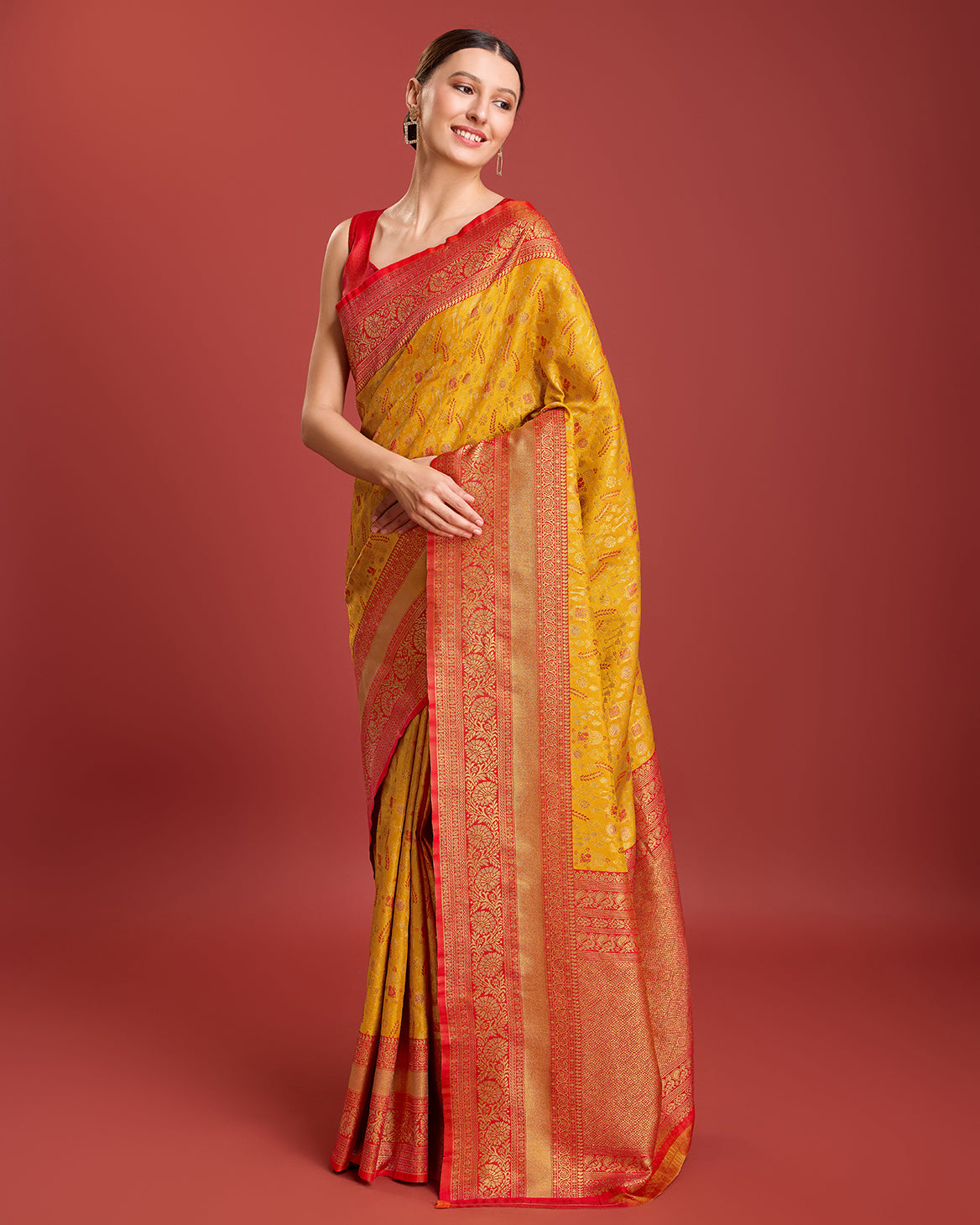 Mustard Kanjivaram Silk Woven Traditional Sarees - Monjolika Fashion Mustard Kanjivaram Silk Woven Traditional Sarees - Monjolika Fashion