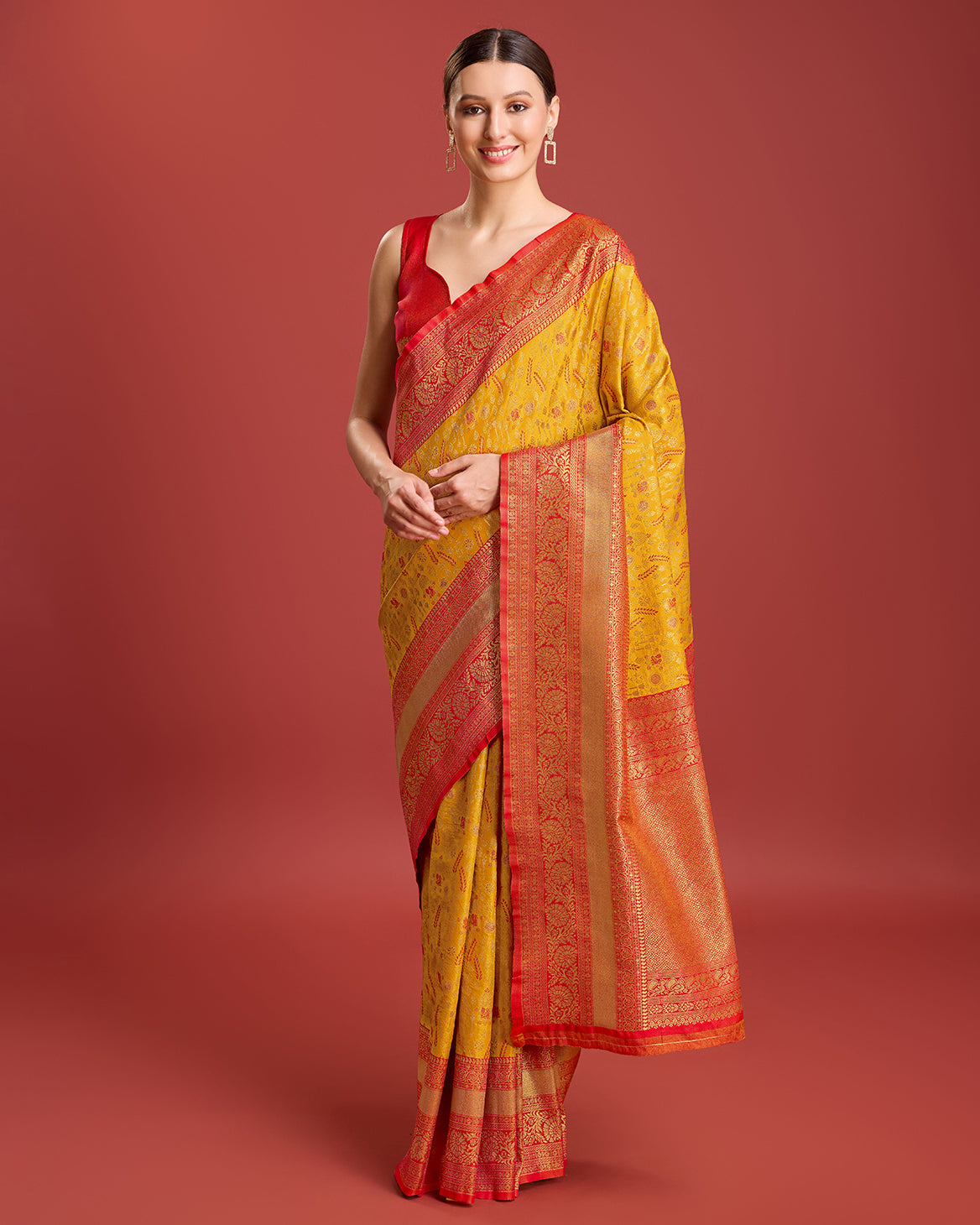 Mustard Kanjivaram Silk Woven Traditional Sarees - Monjolika Fashion Mustard Kanjivaram Silk Woven Traditional Sarees - Monjolika Fashion