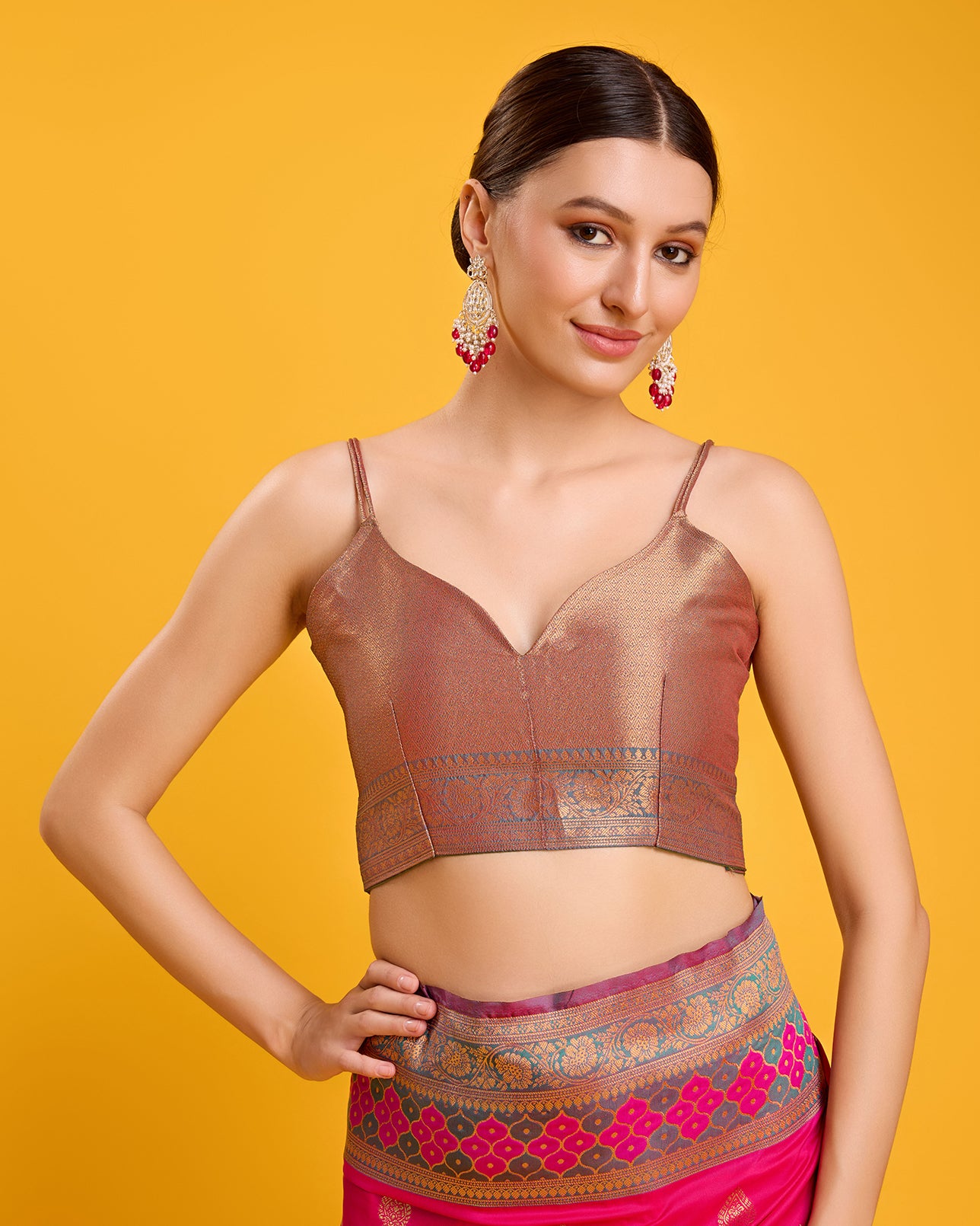 Rani Pink Banarasi silk Brocade Woven Saree - Monjolika Fashion Rani Pink Banarasi silk Brocade Woven Saree - Monjolika Fashion