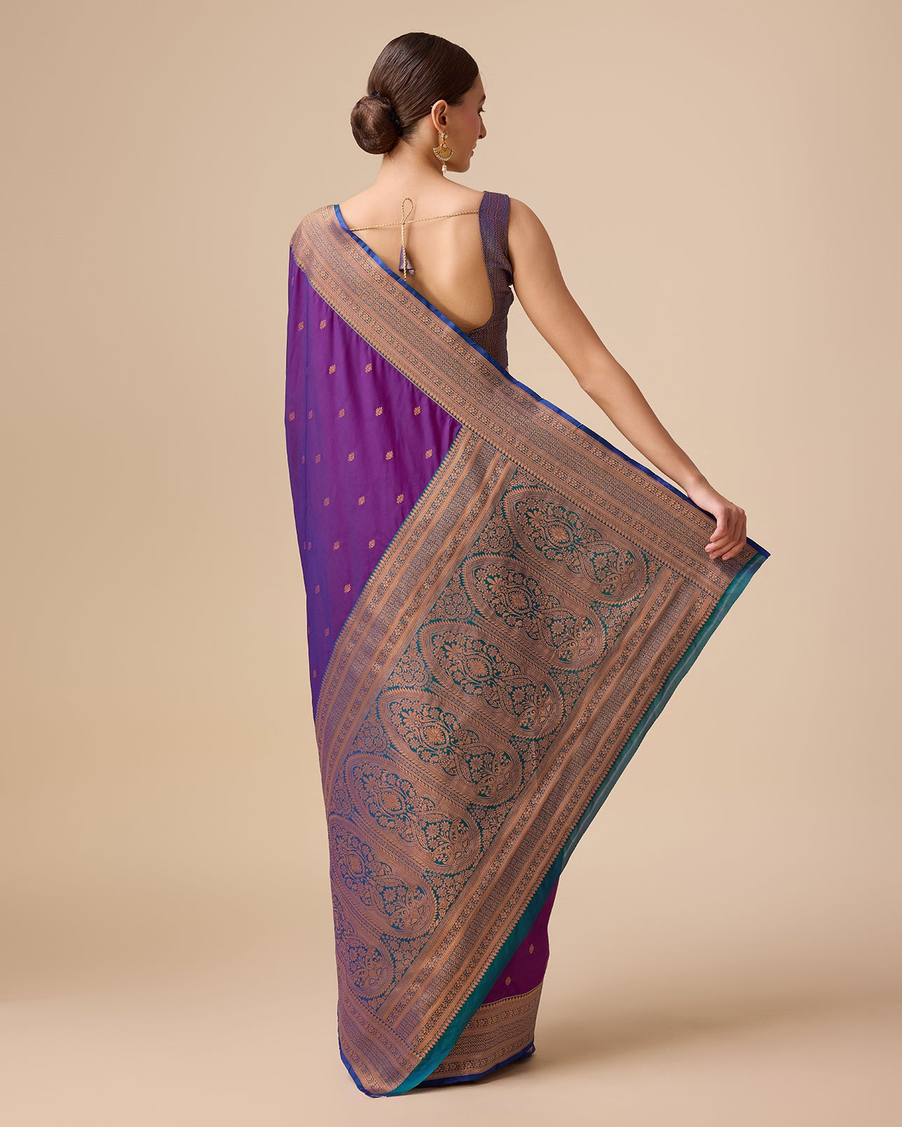 Dark Purple Banarasi Silk Intricate Zari Work Saree - Monjolika Fashion Dark Purple Banarasi Silk Intricate Zari Work Saree - Monjolika Fashion