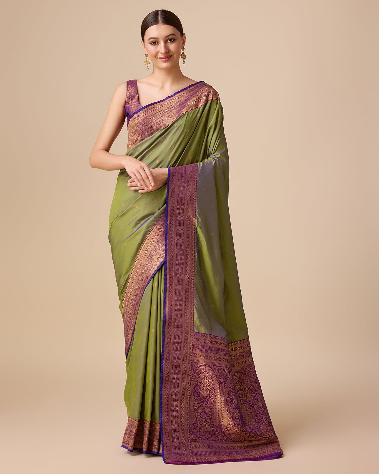 Dark Purple Banarasi Silk Intricate Zari Work Saree - Monjolika Fashion Dark Purple Banarasi Silk Intricate Zari Work Saree - Monjolika Fashion