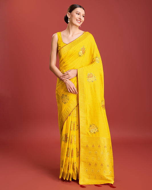 Red Banarasi Dola silk Weaving Indian Saree - Monjolika Fashion