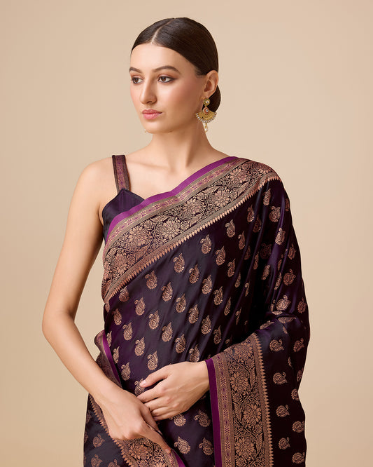Dark Green Banarasi silk Weaving Zari Work Saree - Monjolika Fashion
