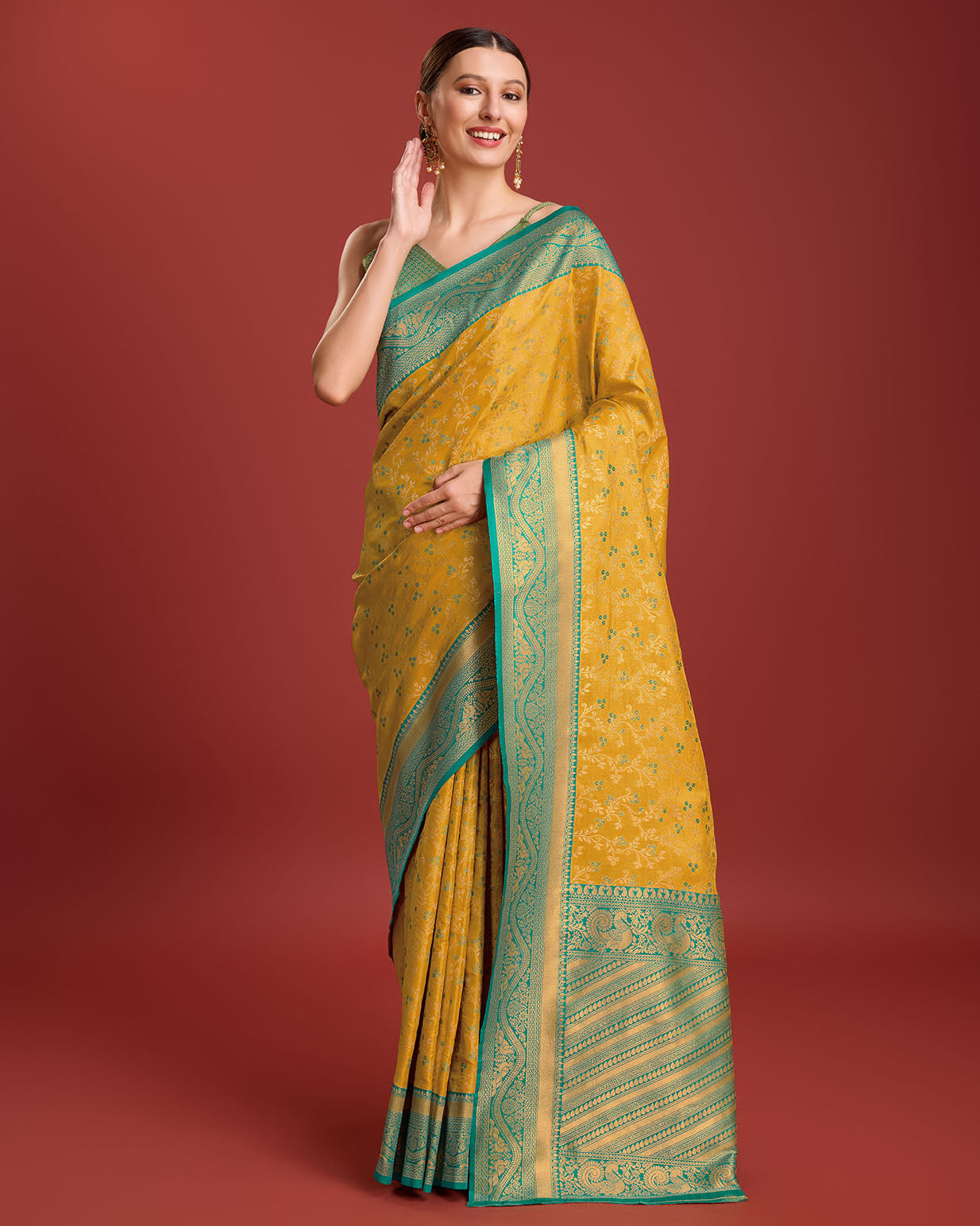 Yellow Banarasi silk Weaving Designer Saree - Monjolika Fashion Yellow Banarasi silk Weaving Designer Saree - Monjolika Fashion