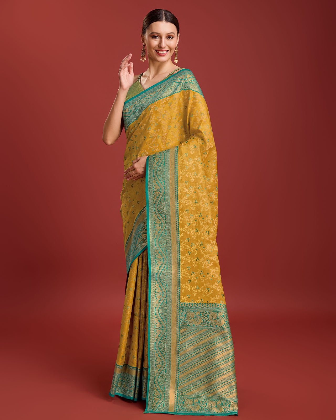 Yellow Banarasi silk Weaving Designer Saree - Monjolika Fashion Yellow Banarasi silk Weaving Designer Saree - Monjolika Fashion