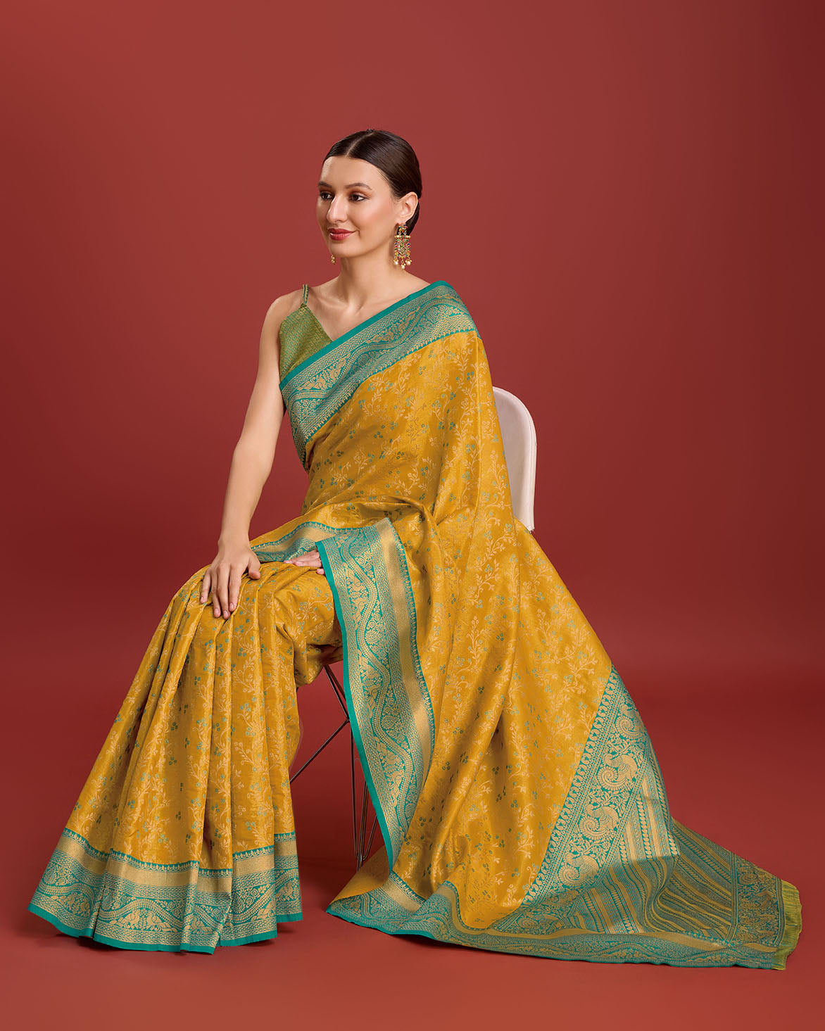 Yellow Banarasi silk Weaving Designer Saree - Monjolika Fashion Yellow Banarasi silk Weaving Designer Saree - Monjolika Fashion