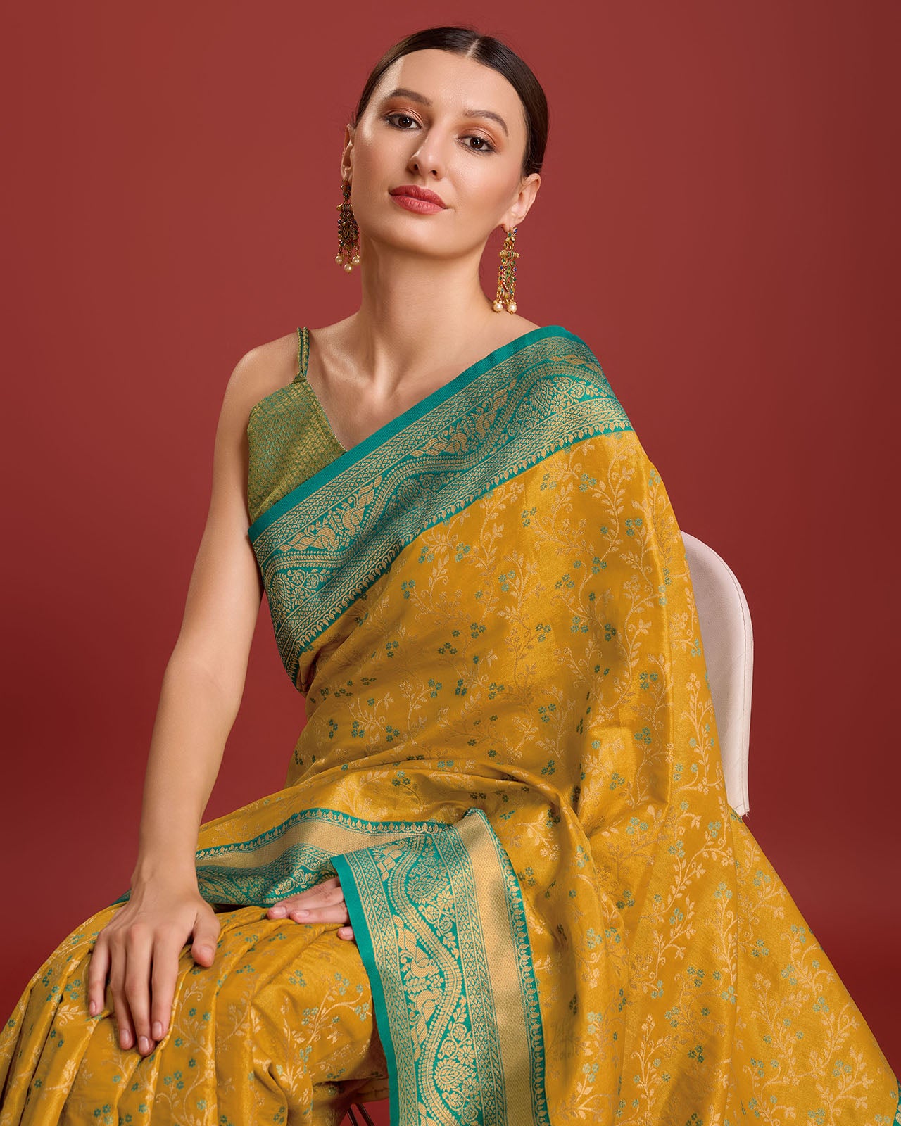 Yellow Banarasi silk Weaving Designer Saree - Monjolika Fashion Yellow Banarasi silk Weaving Designer Saree - Monjolika Fashion