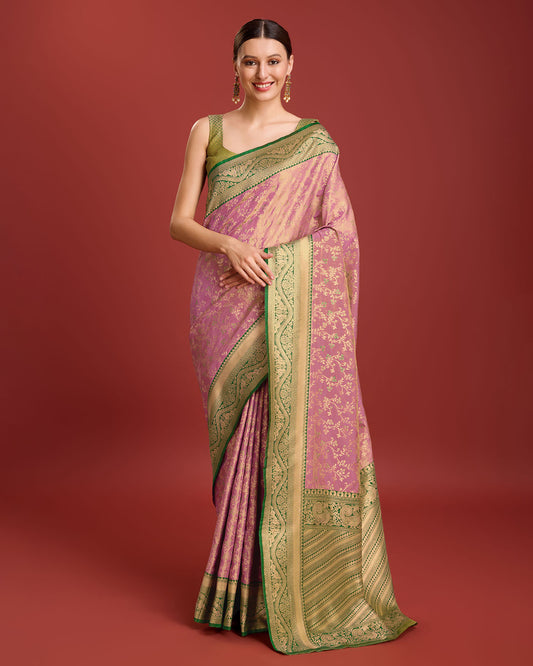 Yellow Banarasi silk Weaving Designer Saree - Monjolika Fashion