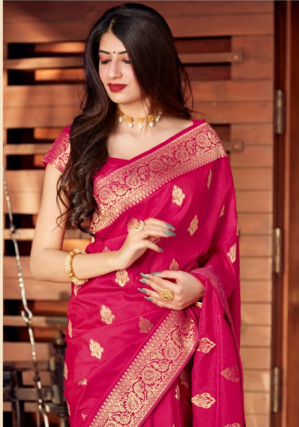 Rani Pink Silk Weaving Work Designer Saree