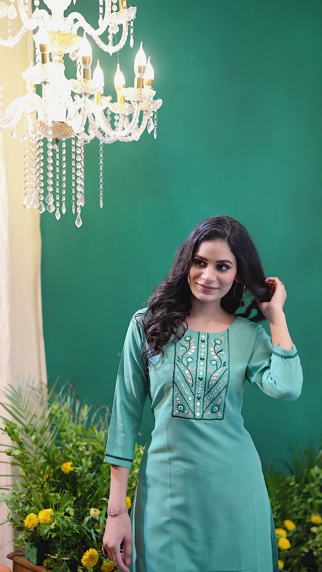 Sky blue Maaza Cotton Handwork with Pocket Causal Kurti Sky blue Maaza Cotton Handwork with Pocket Causal Kurti