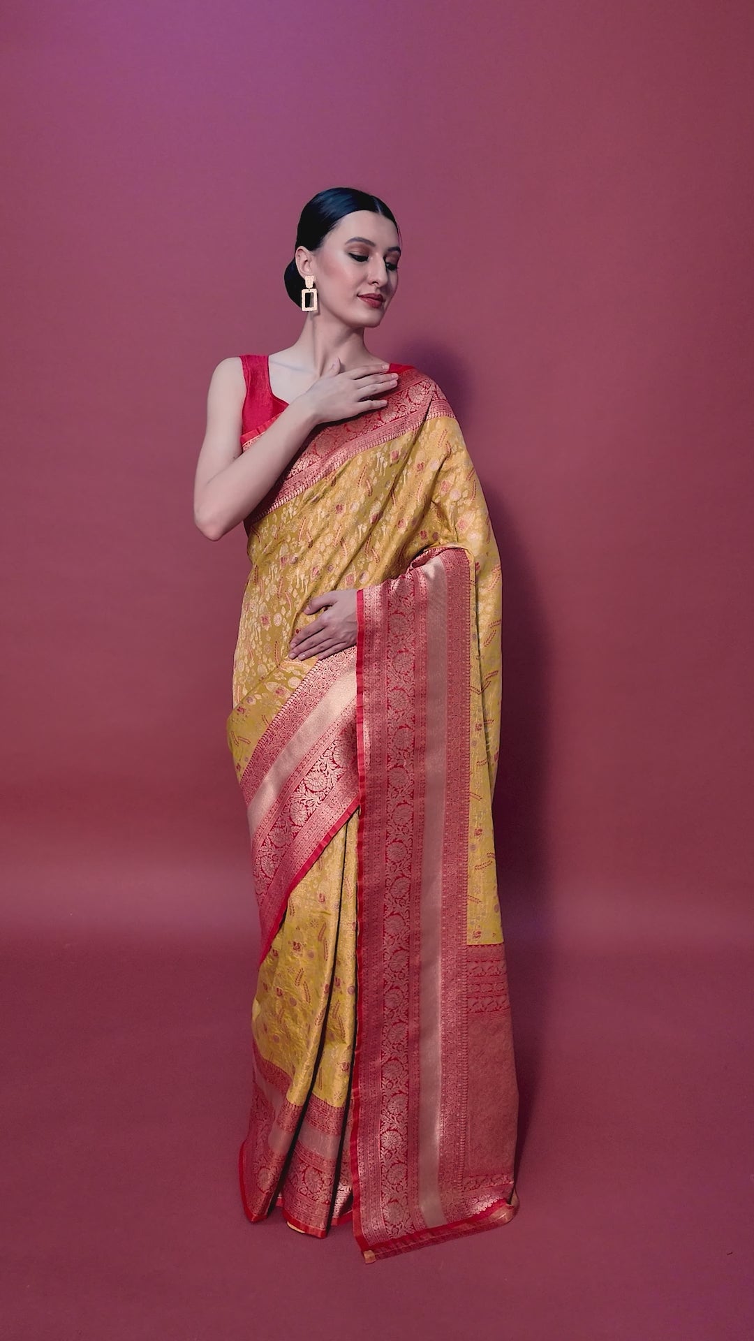 Mustard Kanjivaram Silk Woven Traditional Sarees Mustard Kanjivaram Silk Woven Traditional Sarees