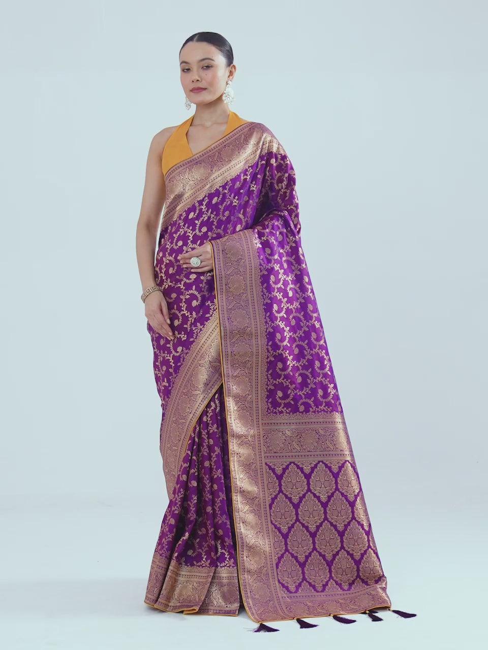 Purple Banarasi Silk Zari Weaving Work Classic Saree Purple Banarasi Silk Zari Weaving Work Classic Saree