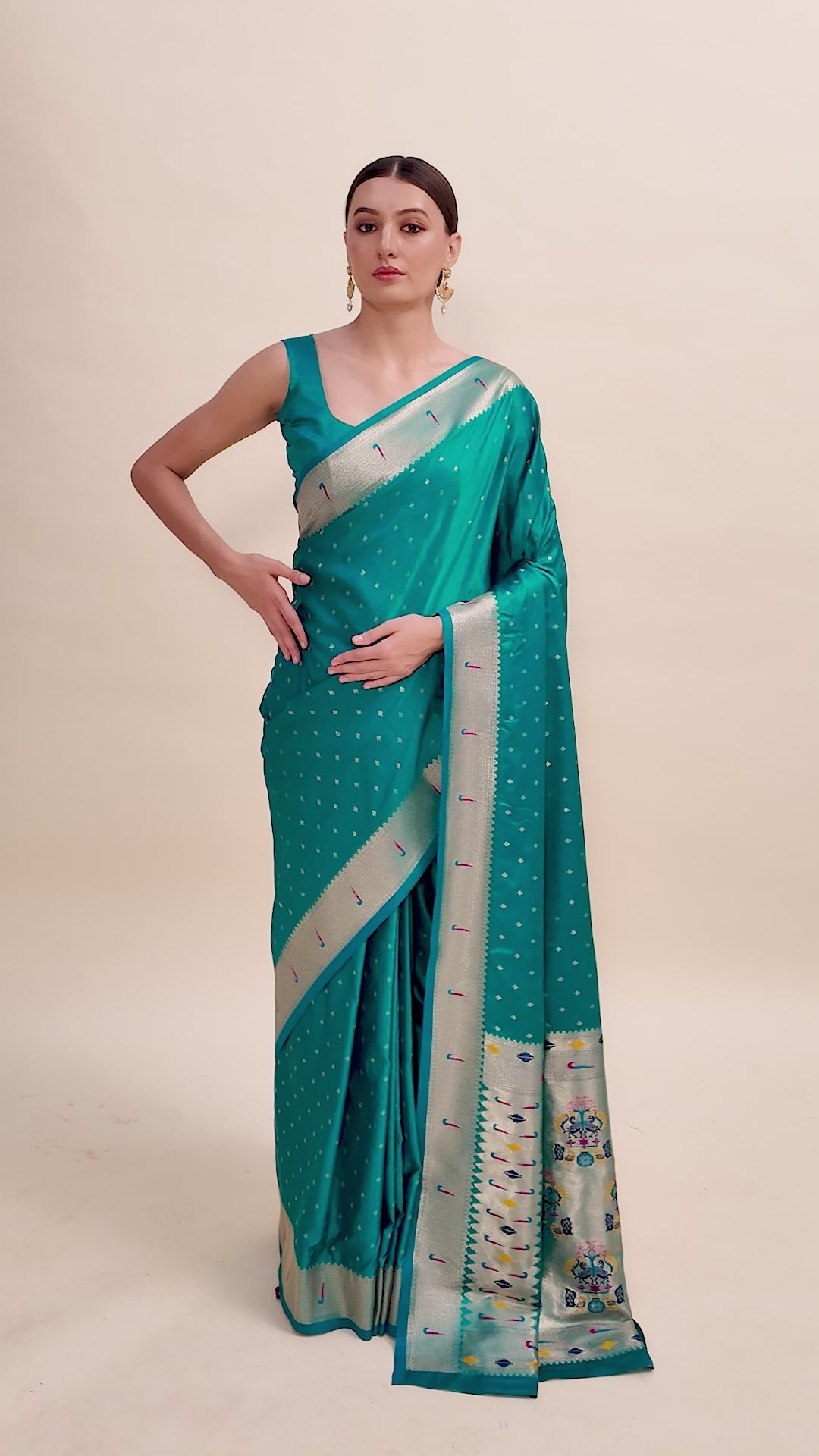 Teal Paithani Silk Weaving Traditional Saree Teal Paithani Silk Weaving Traditional Saree