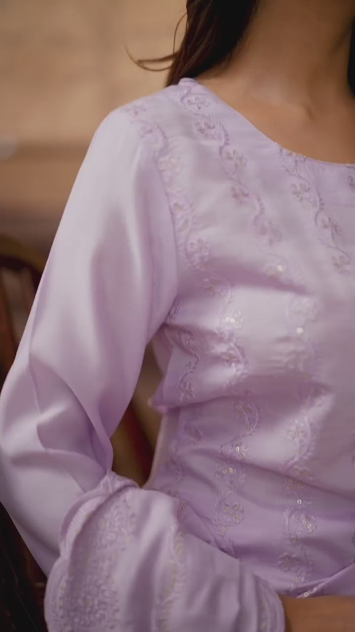 Lilac Chanderi With Heavy Sequence Embroidery Classic Suit Lilac Chanderi With Heavy Sequence Embroidery Classic Suit