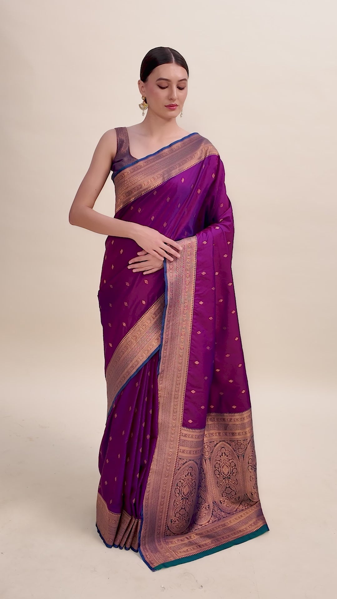 Dark Purple Banarasi Silk Intricate Zari Work Saree Dark Purple Banarasi Silk Intricate Zari Work Saree