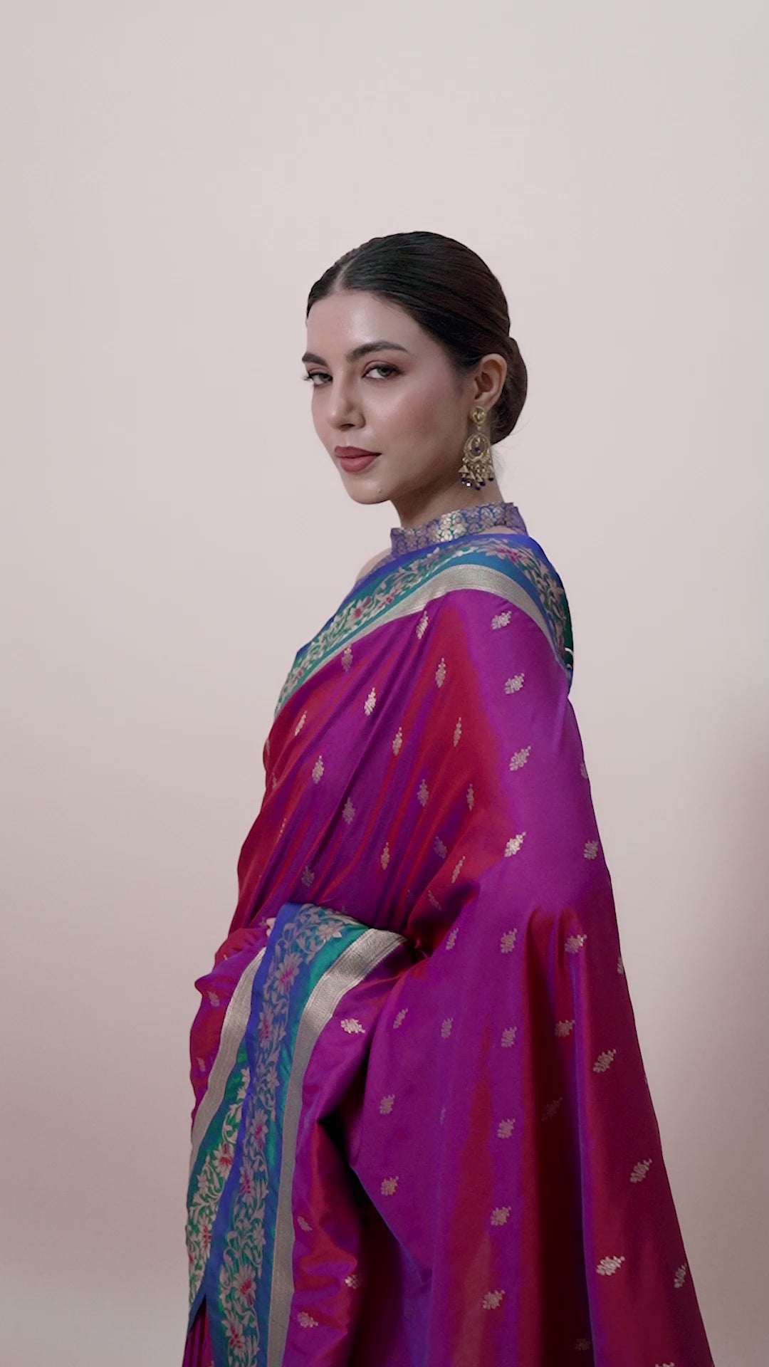 Dark Pink Banarasi Satin Silk Woven Classic Saree Dark Pink Banarasi Satin Silk Woven Classic Saree
