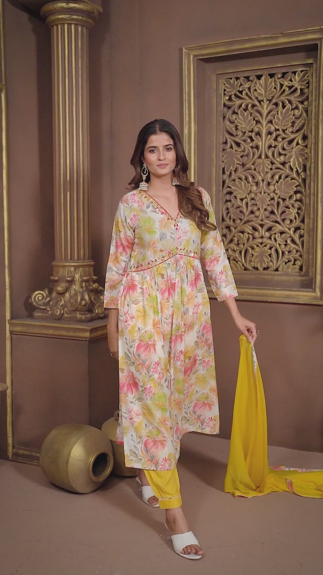Yellow Rayon Printed Festival Wear Afghani Suit Yellow Rayon Printed Festival Wear Afghani Suit