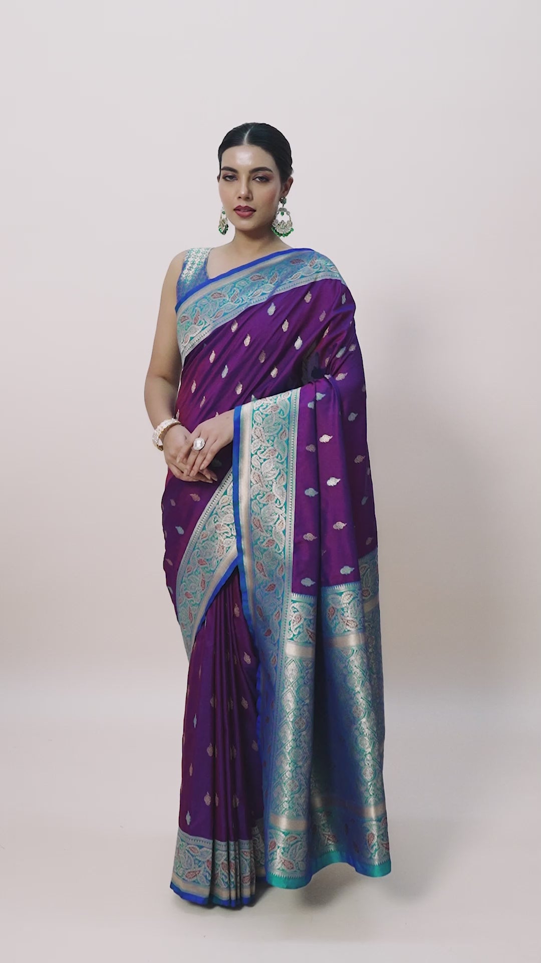 Purple Banarasi Satin Silk Rich Zari Work Traditional Saree Purple Banarasi Satin Silk Rich Zari Work Traditional Saree