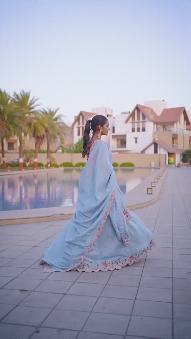 Light blue Viscose Sequins Work Wedding Wear Lehenga Choli Light blue Viscose Sequins Work Wedding Wear Lehenga Choli