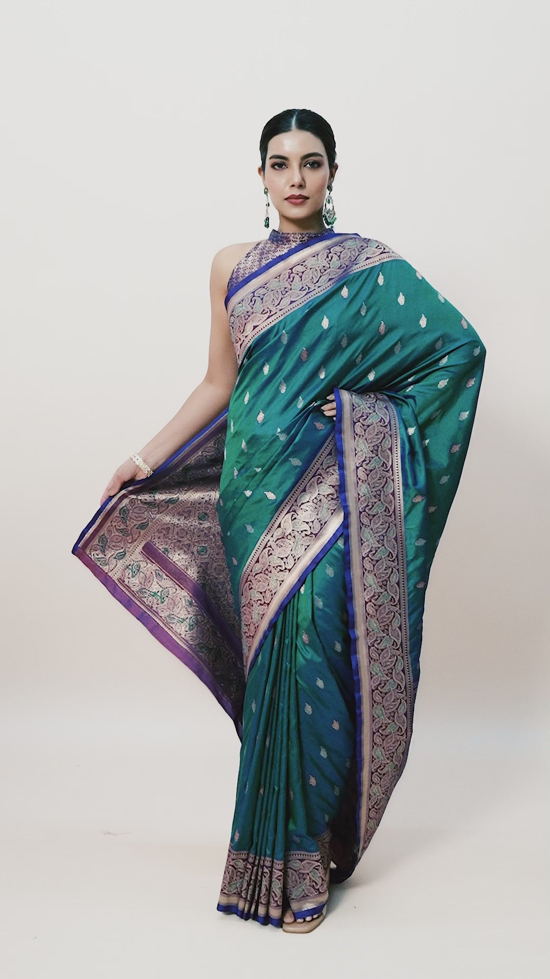 Teal Blue Banarasi Satin Silk Zari Woven Classic Saree Teal Blue Banarasi Satin Silk Zari Woven Classic Saree