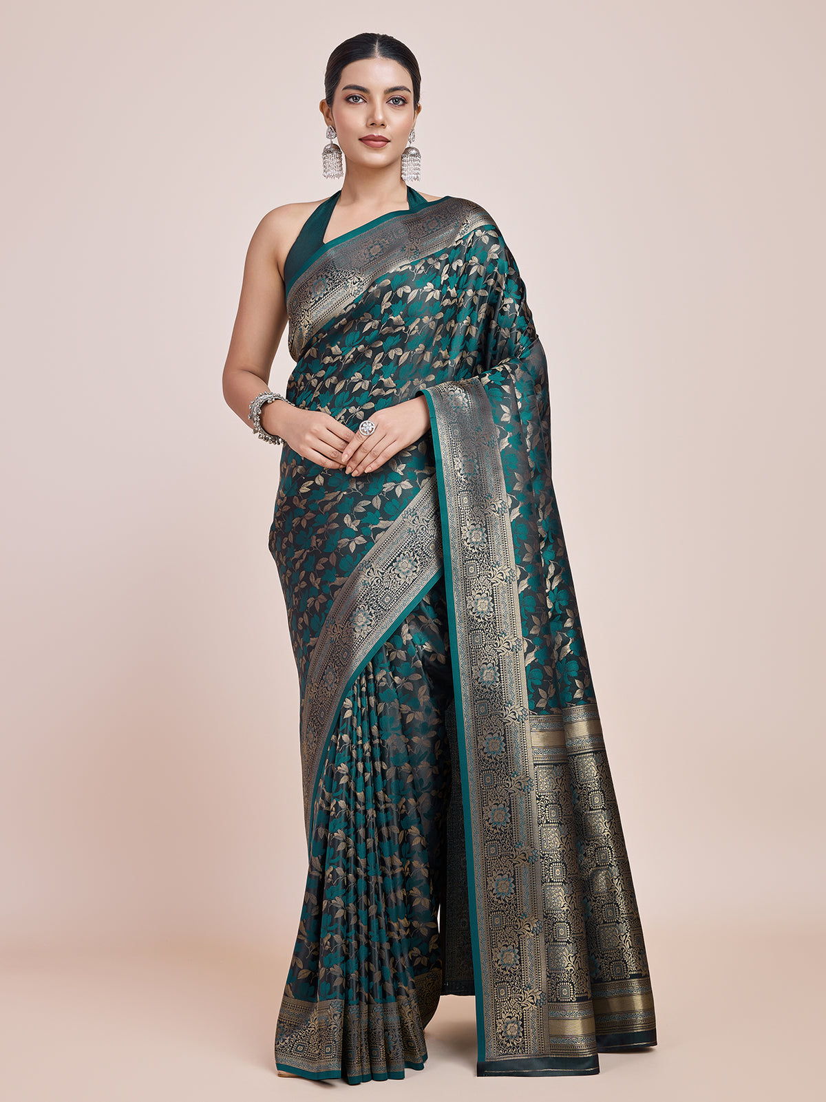Maroon Banarasi Satin Silk Woven Traditional Saree - Monjolika Fashion